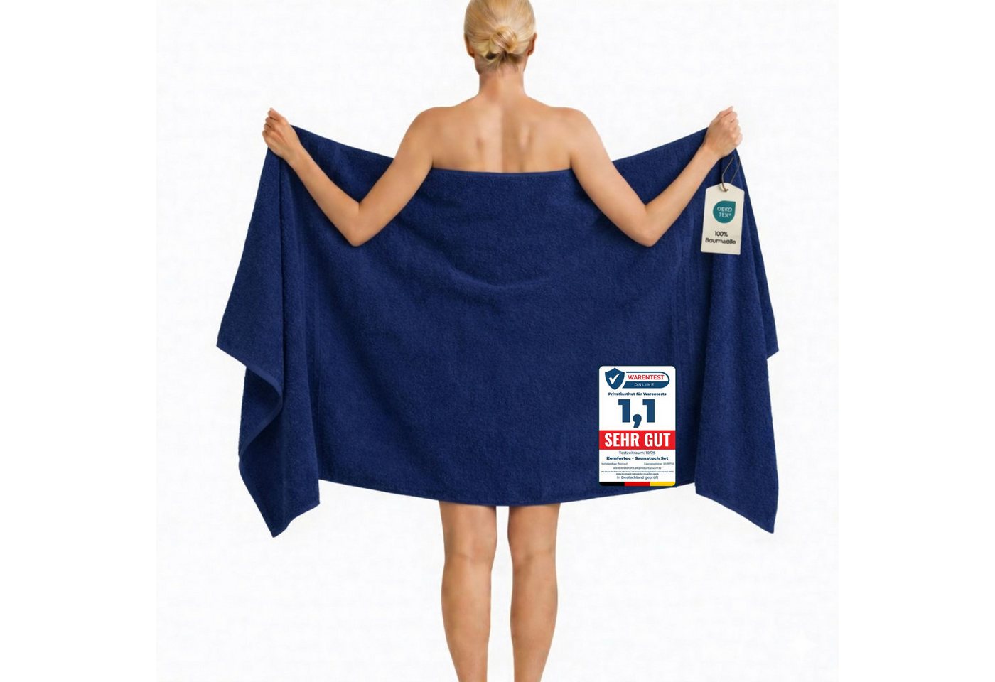 Komfortec Saunatuch 100x200 cm Badetuch aus 100% Baumwolle, Frottee (1-St), extra Große, Schnelltrocknend