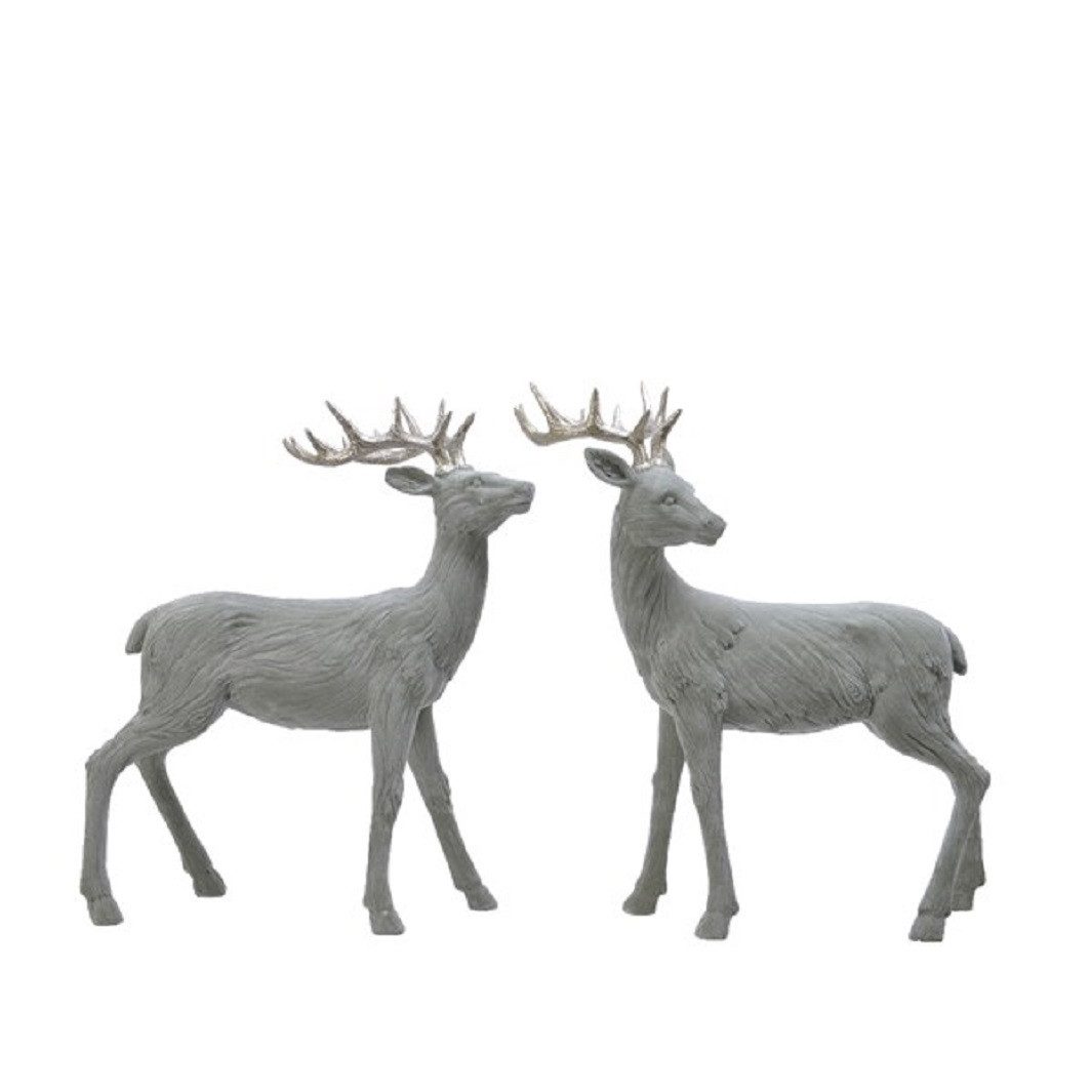 Kaemingk Weihnachtsfigur Hirsch Dekofigur Weihnachten Jagd Kunstoff grün 20x37x45 cm Stückpreis