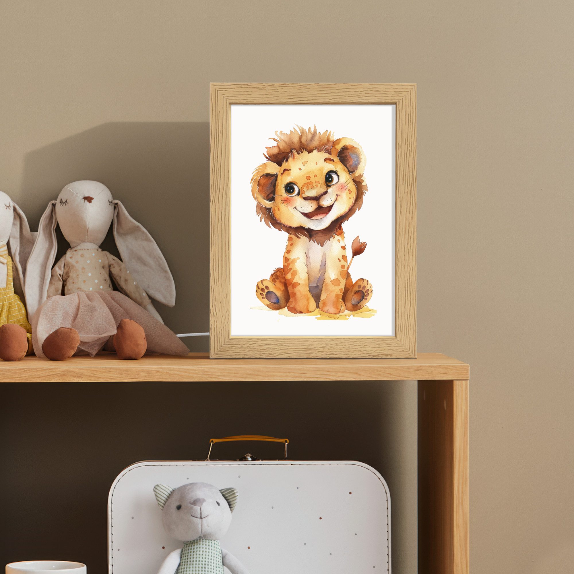 OnlyWow Nachttischlampe Lightbox Löwe - Tierbaby - Jungen, Dimmbar, Farbwechsel, LED, Warmweiß, Kaltweiß, Neutralweiß Einstellbar, Kinderzimmer, Babyzimmer, Dim – Bild 4 von 5