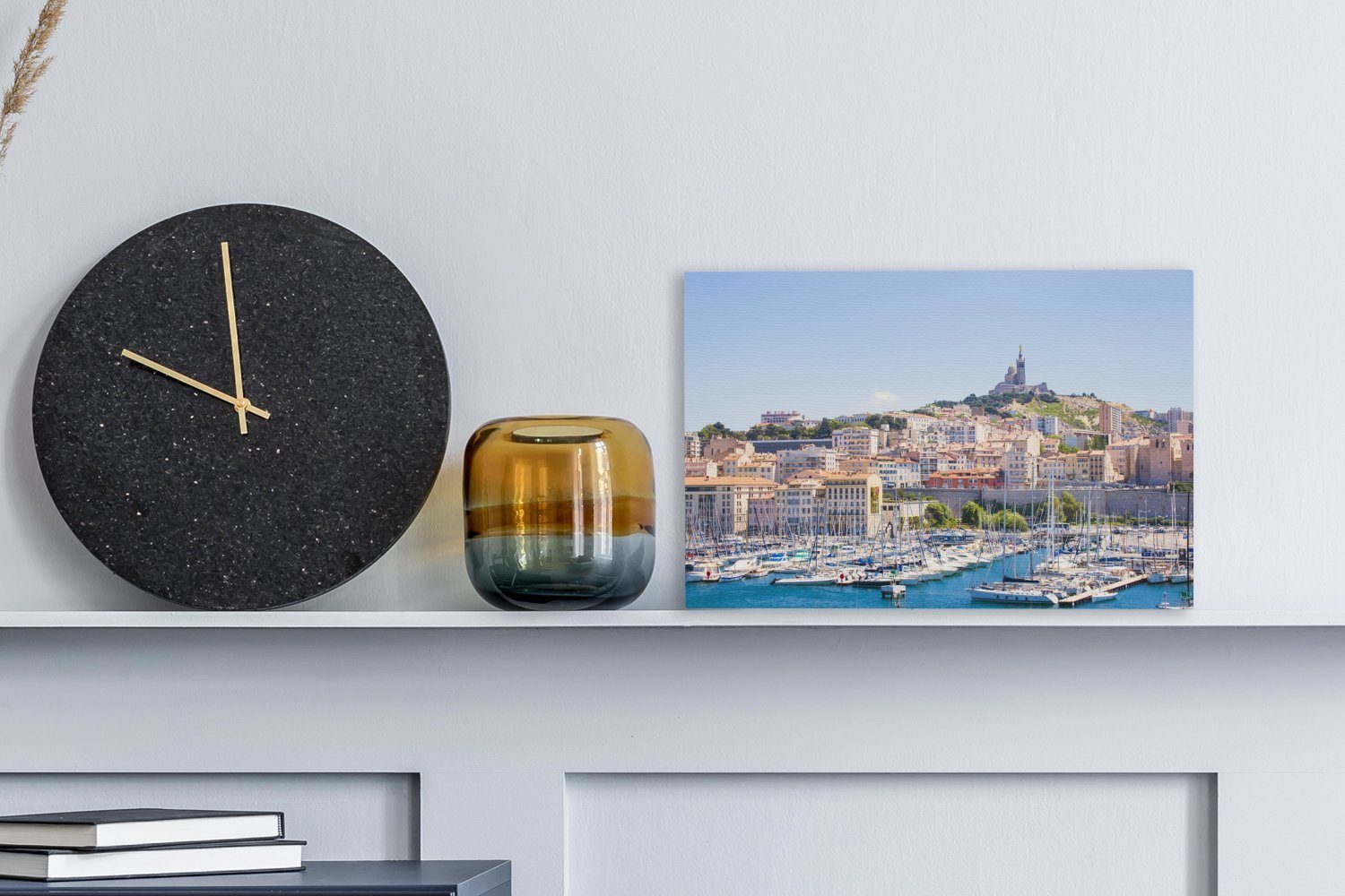 cm Hafen Leinwandbilder, Leinwandbild Aufhängefertig, Marseille, St), OneMillionCanvasses® Wandbild 30x20 von (1 Wanddeko,