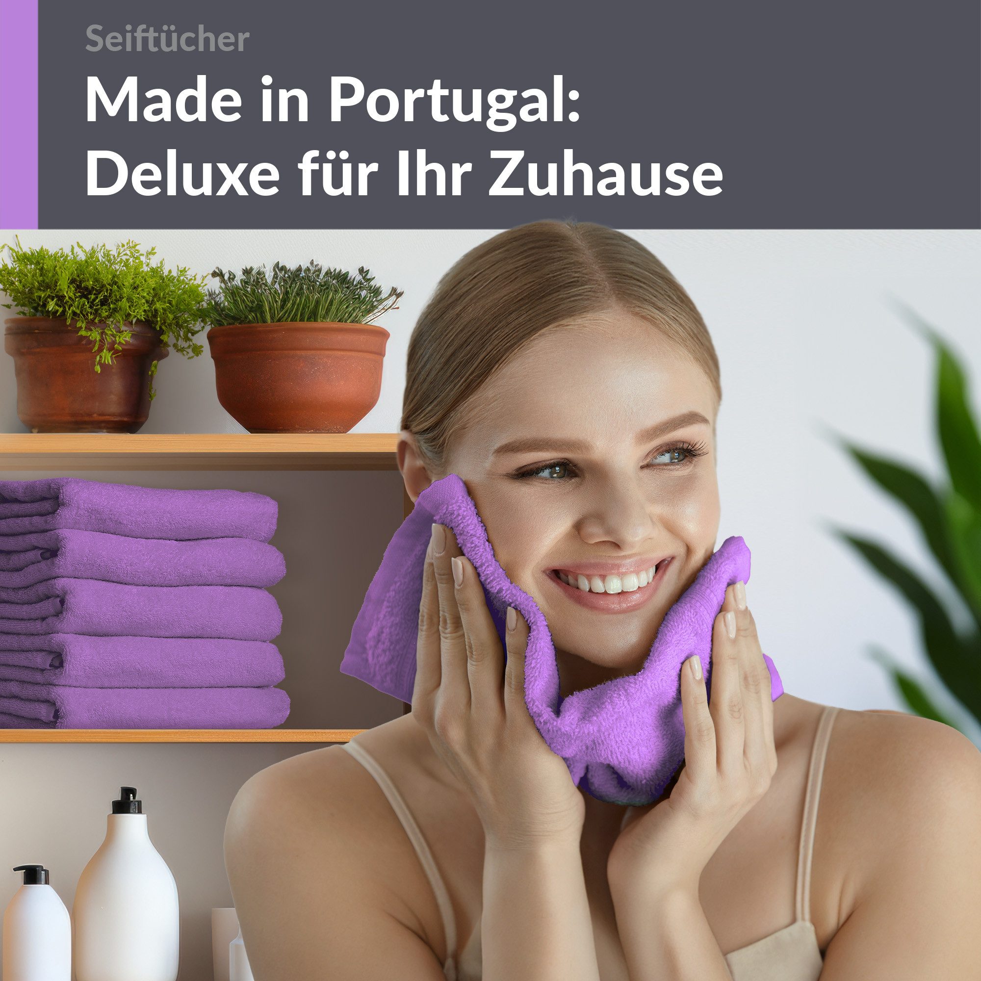 Lashuma Waschlappen - Seiftücher 30x30 cm London, (Spar-Set, 6-St), Made in Portugal, 100% Baumwolle, Langlebig, Superweich, Saugstark – Bild 5 von 5