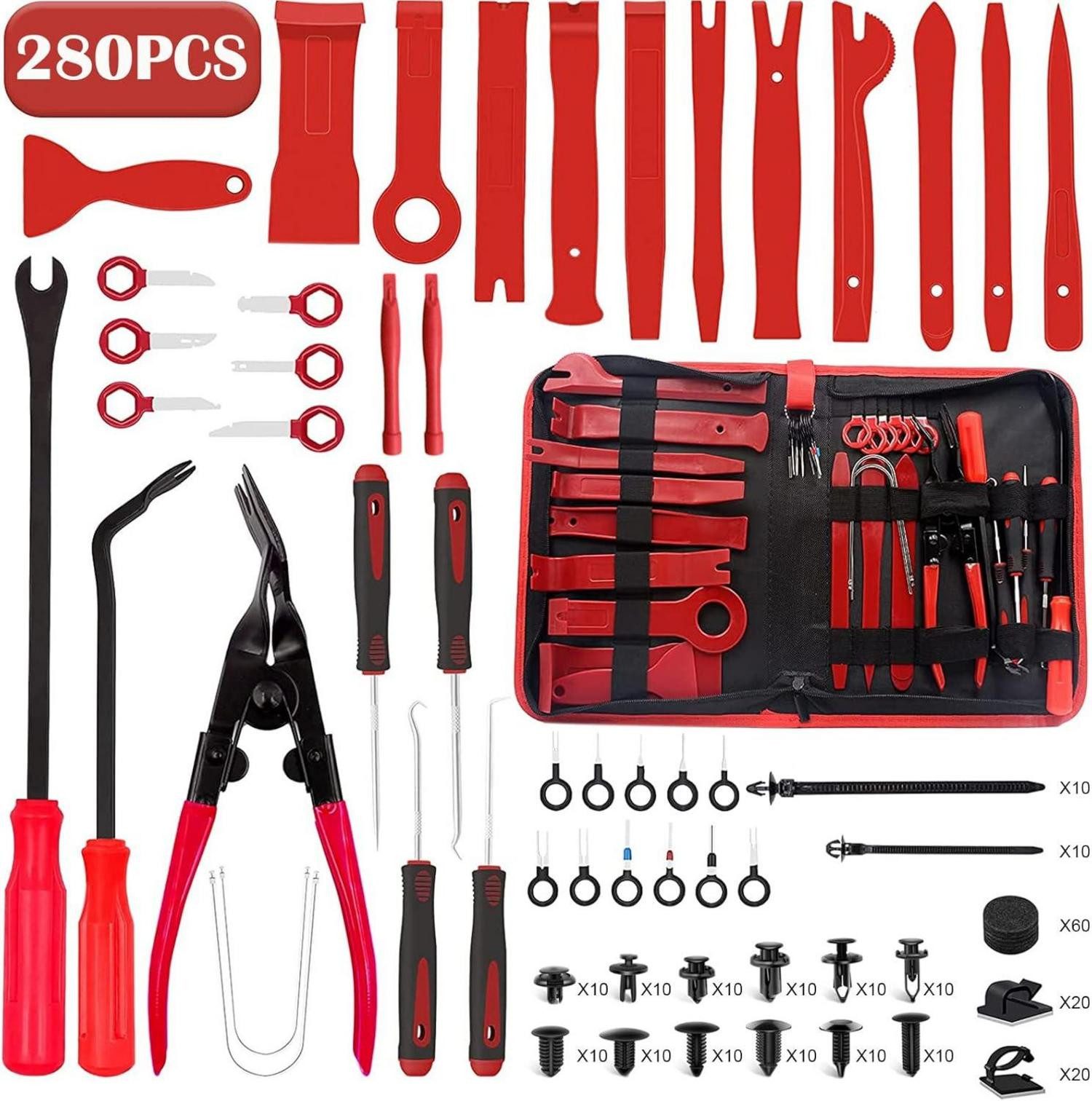 Multitool Auto Demontage Werkzeuge inkl. Zierleistenkeile - 280 tlg Profi KFZ