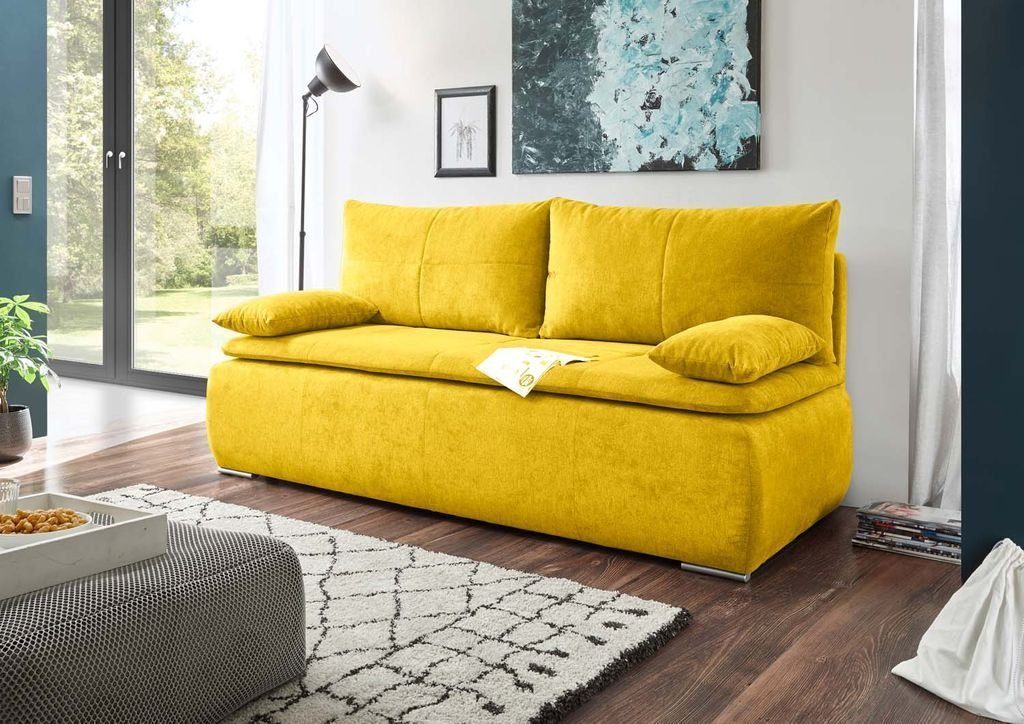 ED EXCITING DESIGN Schlafsofa, Jana Schlafsofa 208x95 cm Sofa Couch Schlafcouch Gelb (Senf)