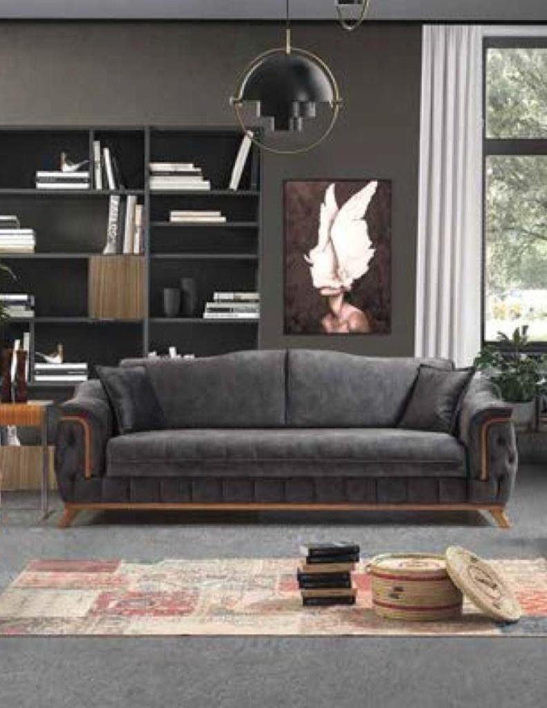 JVmoebel Sofa in Graues Textil Europe Sitz Sofas Textil 3er, Polster 3 Möbel Stoff Sofa Sitzer Made