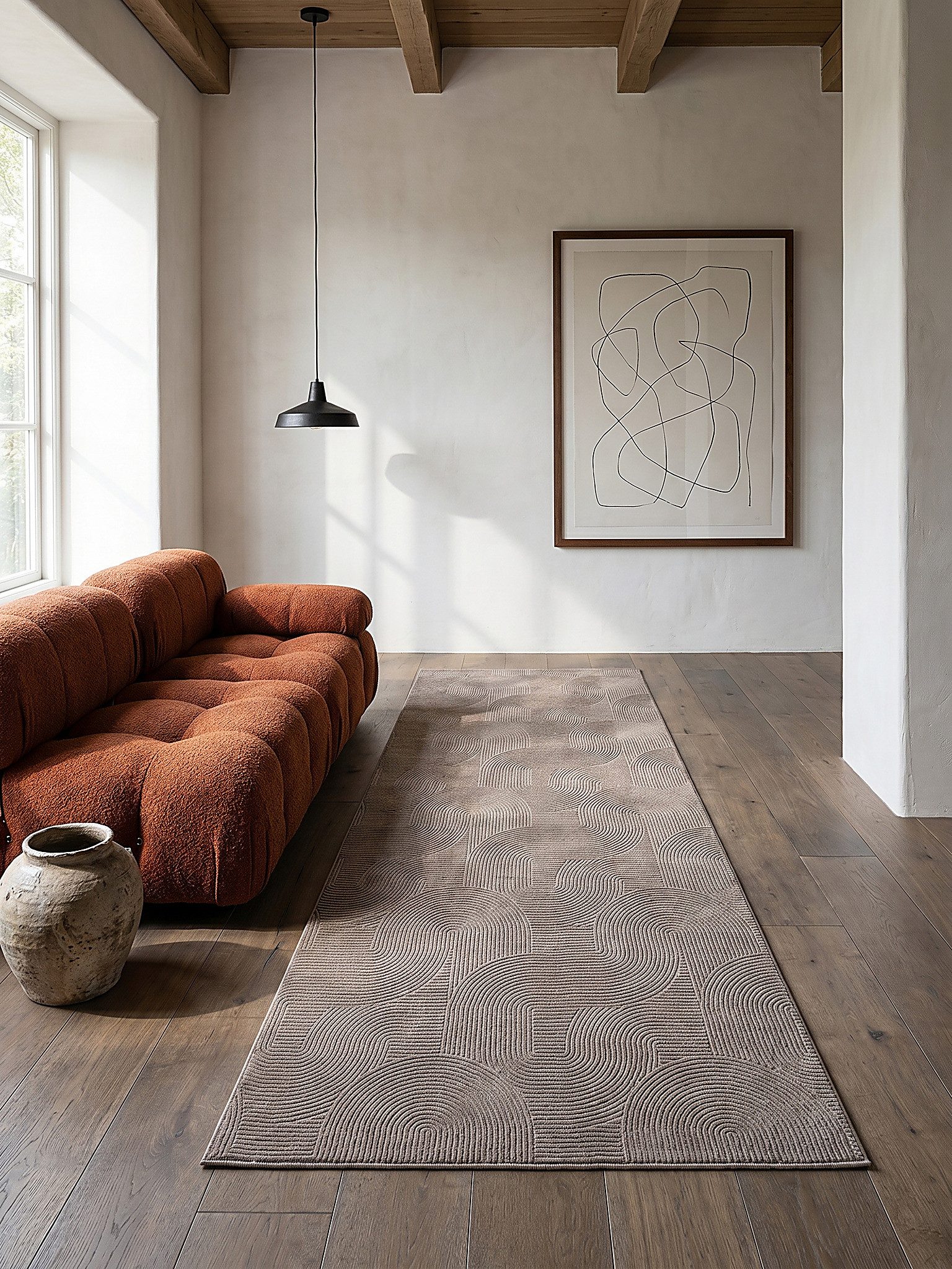 KADIMA DESIGN Teppich DALAR Teppichläufer Beige 80x150 Geometrisch Polypropylen Antirutsch, Läufer, Höhe: 9 mm, Saugroboter-geeignet, Strapazierfähig, Pflegelei – Bild 3 von 5
