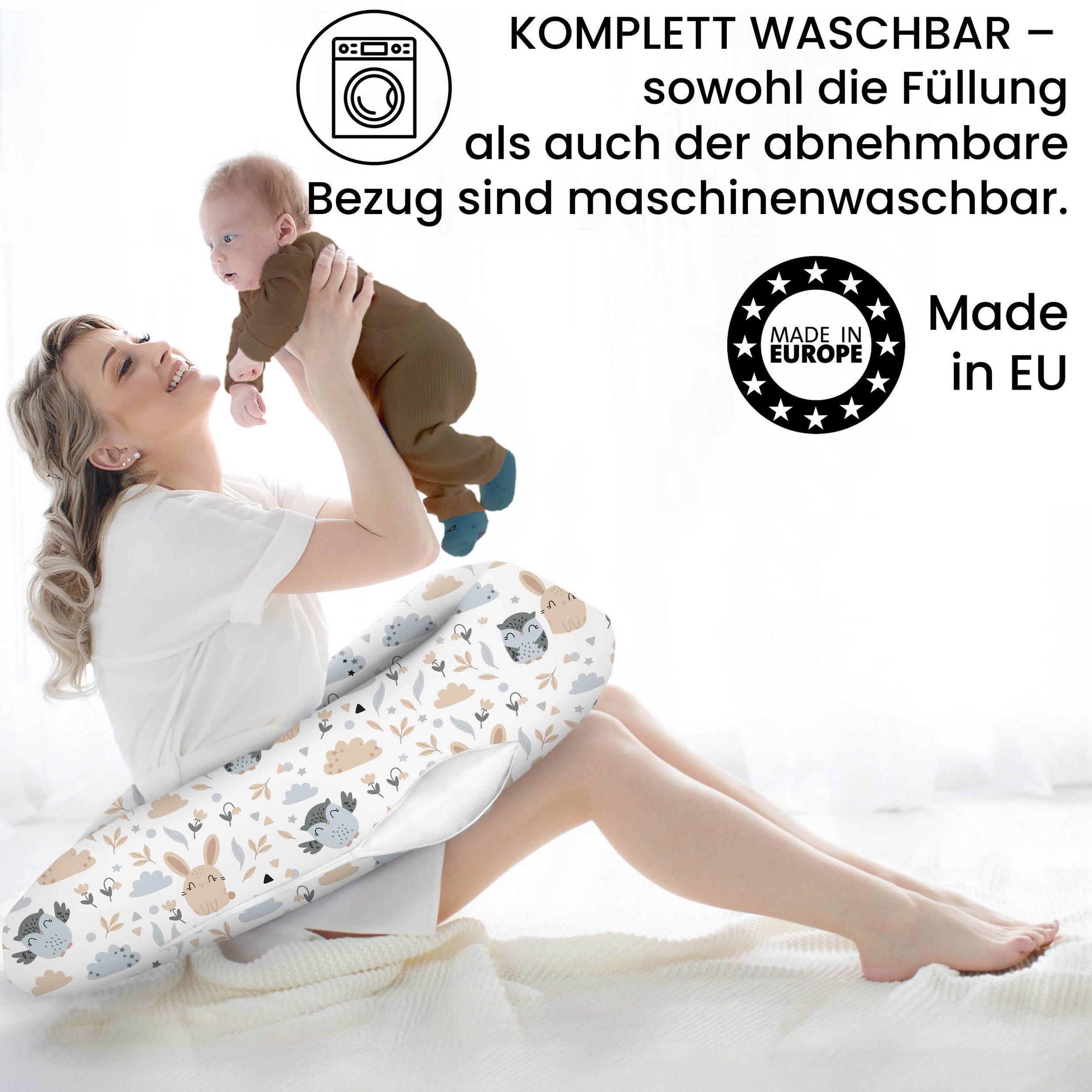 Amilian Stillkissen XXL 170 cm - Schwangerschaftskissen & Seitenschläferkissen mit Bezug, - Lagerungskissen - Nursing Pillow - Pregnancy Pillow, mit Füllung, Schlafkissen für Seitenlage - Körperkissen