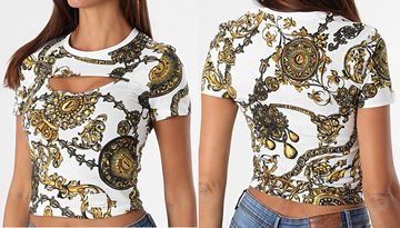 Versace T-Shirt VERSACE JEANS COUTURE Cropped Tee Baroque Jewelry Logo T-shirt Bluse S