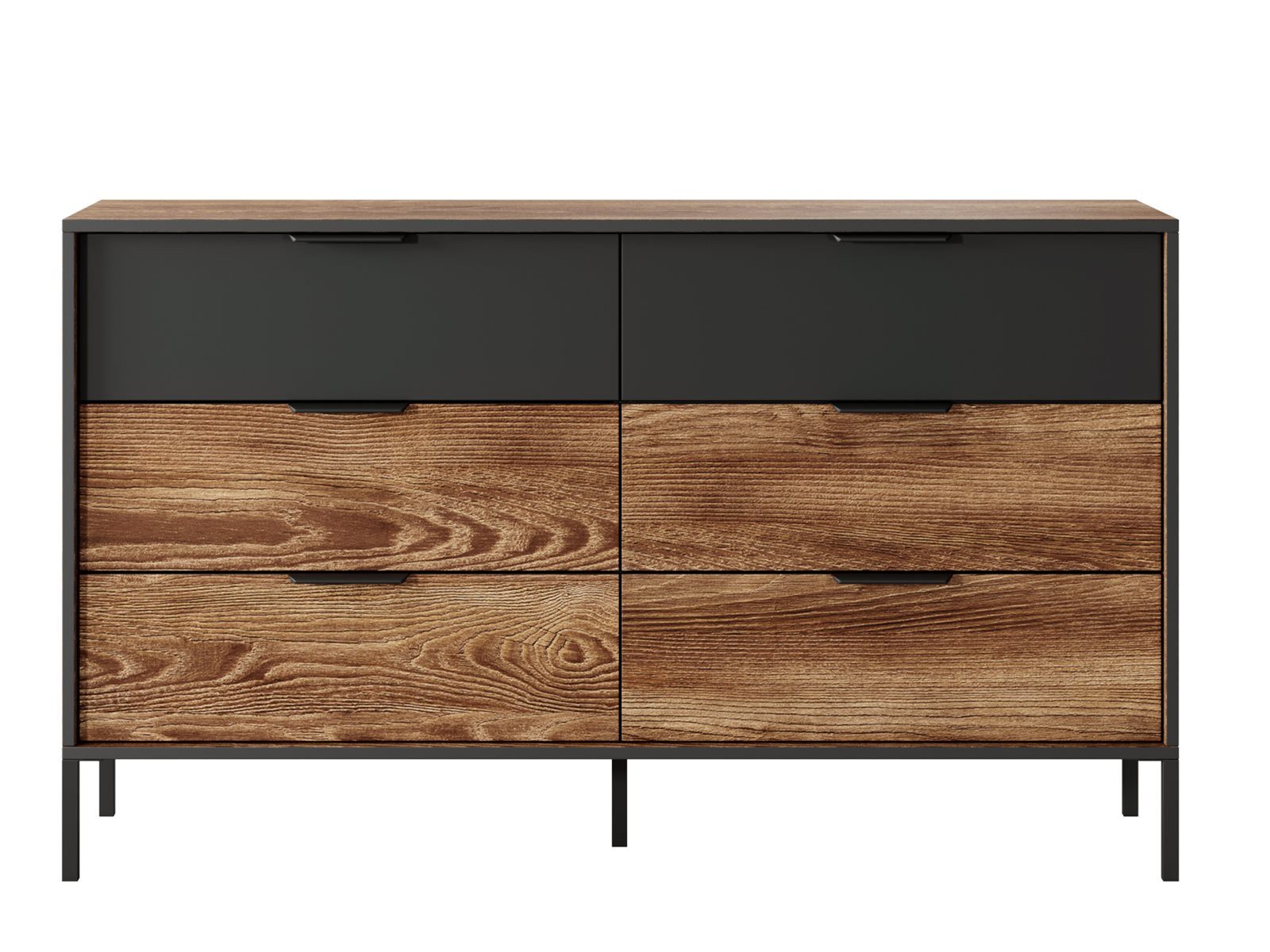 Compleo Kommode Loft Kommode für Schlafzimmer mit sechs Schubladen GAFS