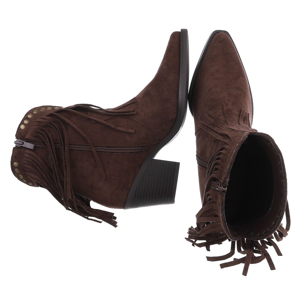 Ital-Design Stiefeletten mit Fransen und Nieten für Damen Westernstiefelett günstig online kaufen