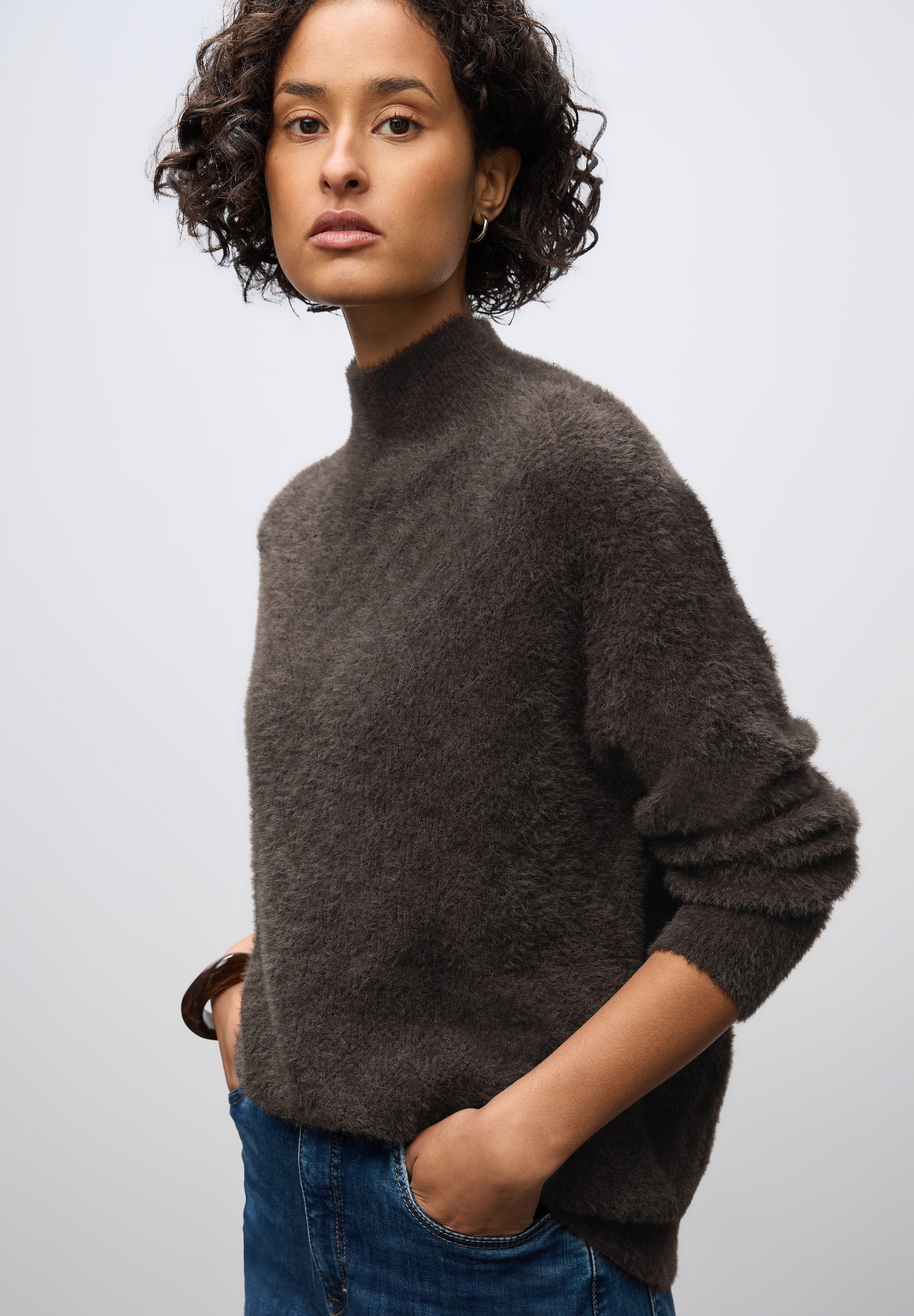 STREET ONE Strickpullover mit Rippstrick