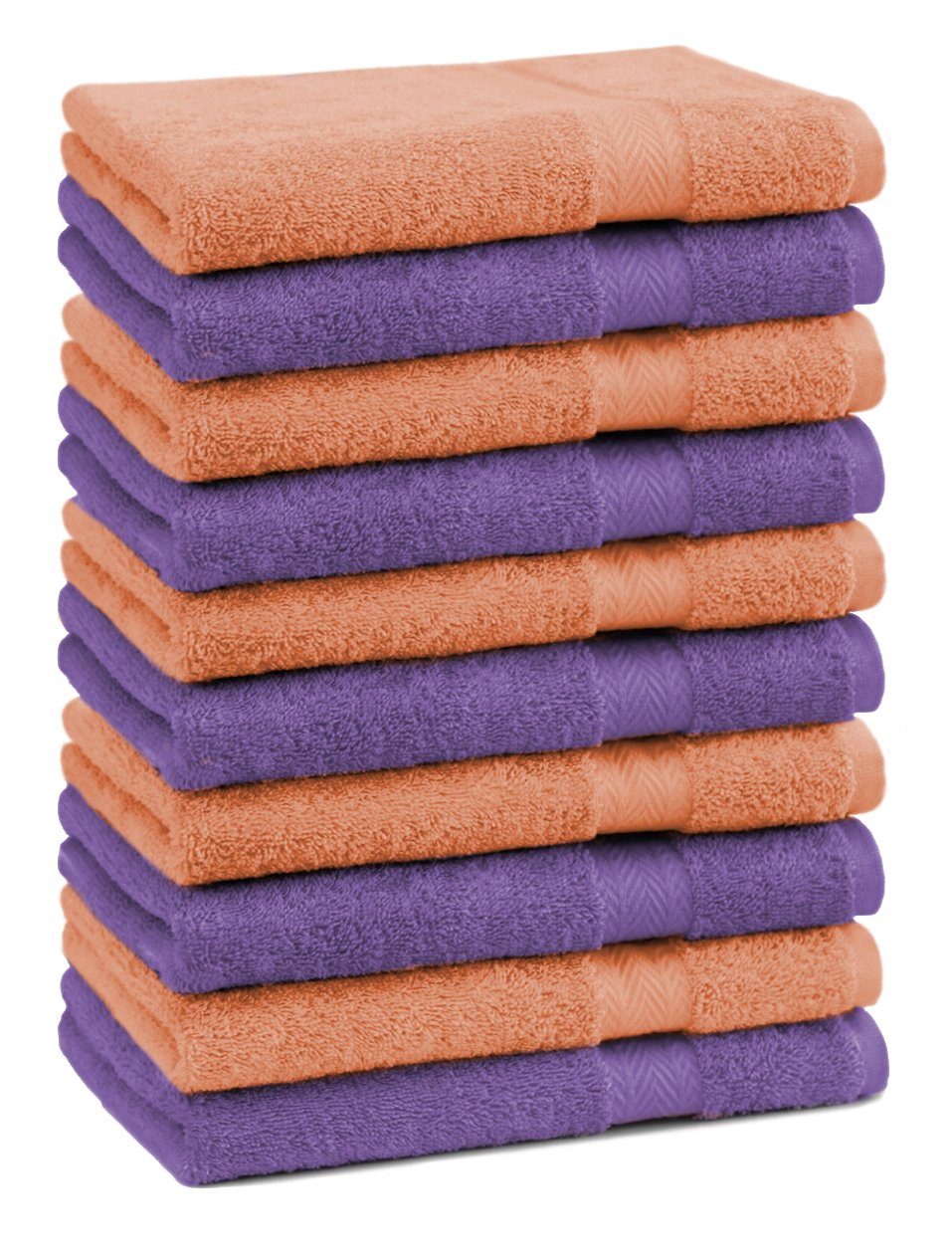 Betz Gästehandtücher 10 Stück Gästehandtücher Premium 100% Baumwolle Gästetuch-Set 30x50 cm Farbe lila und orange, 100% Baumwolle