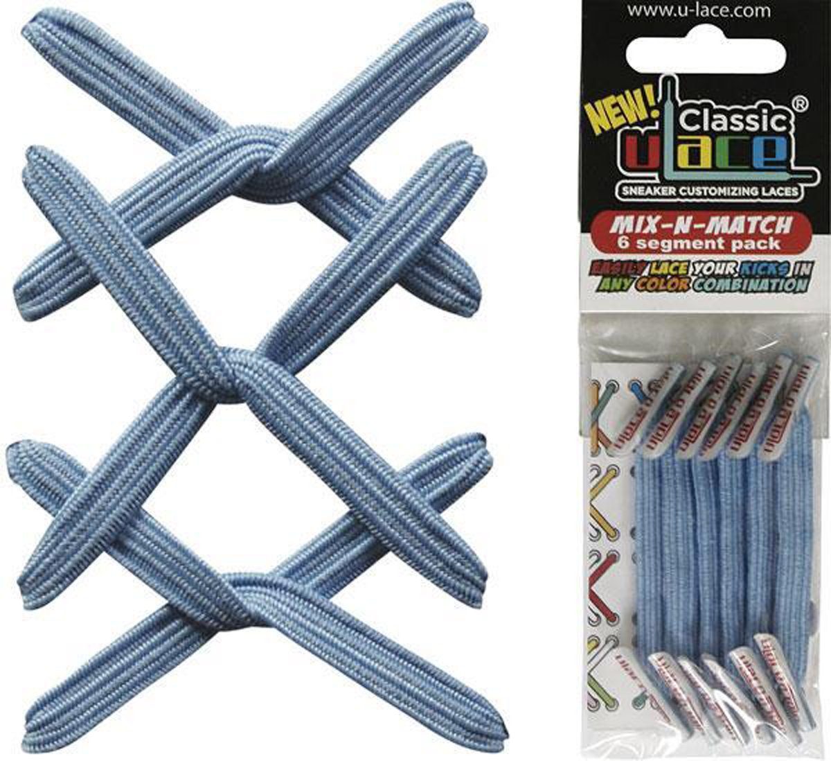 U-Laces Schnürsenkel Classic Mix N Match 6 Stück - elastische Schnürsenkel mit Wiederhaken