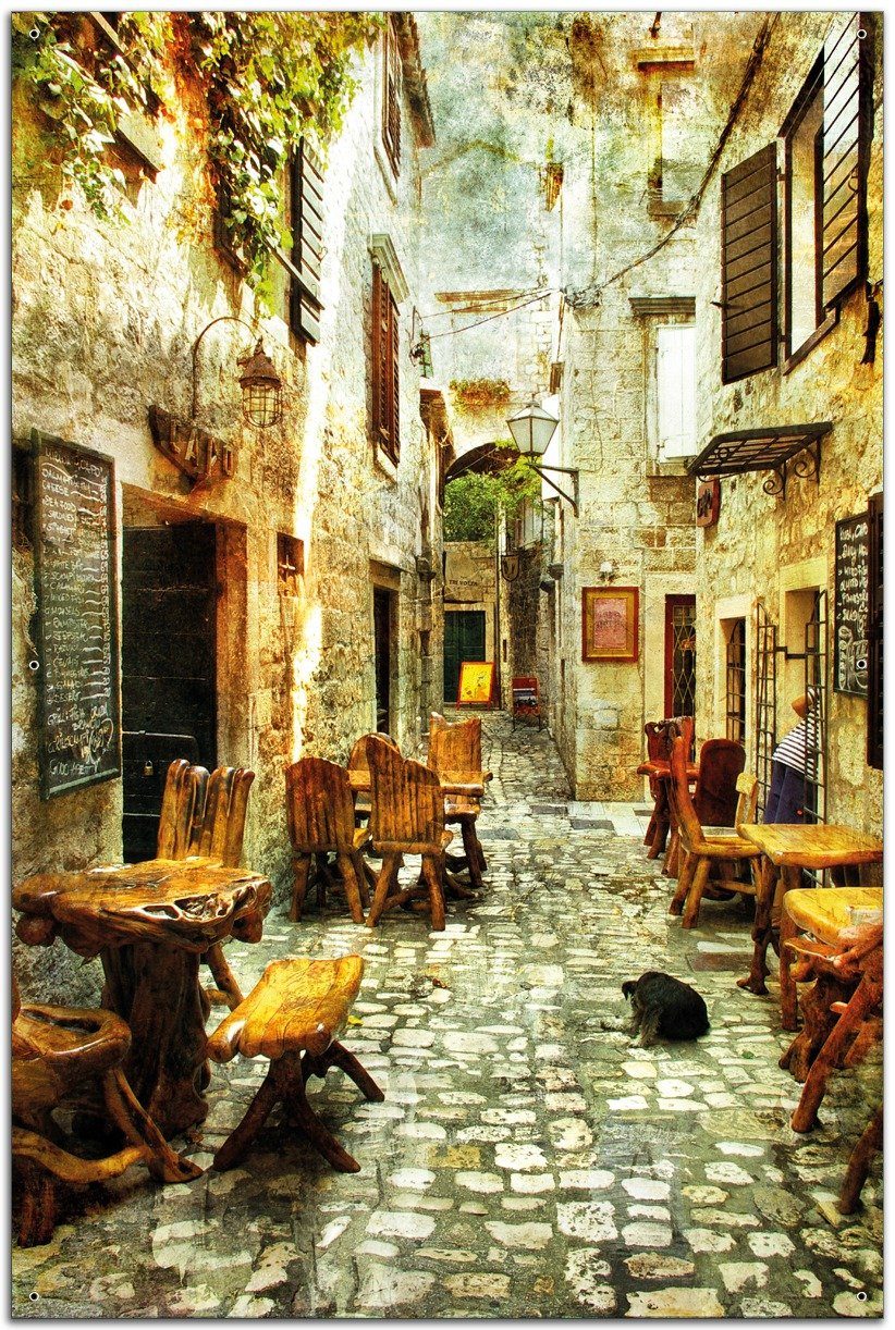 Wallario Sichtschutzzaunmatten Italienische kleine Gasse