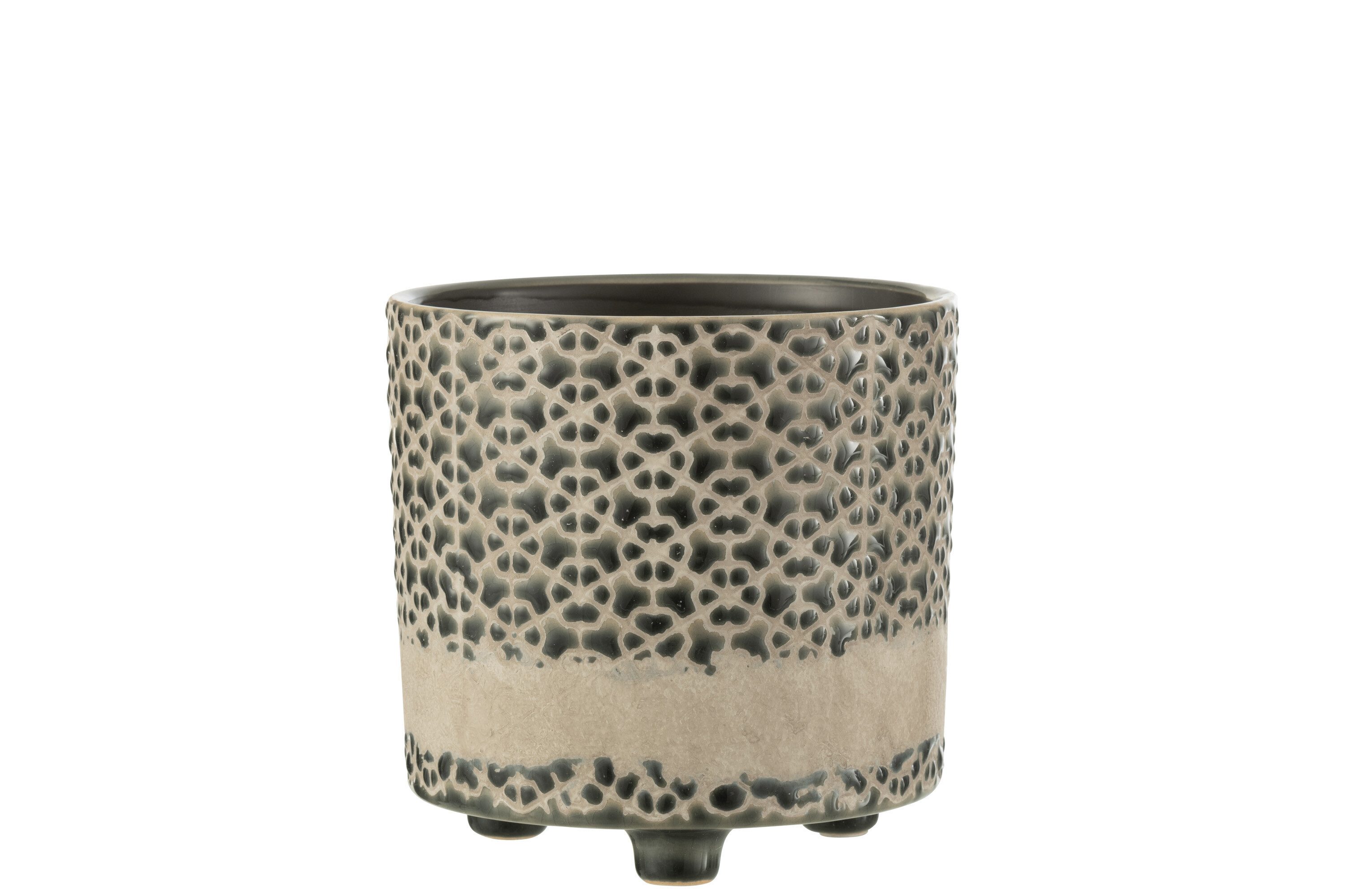 J-line Übertopf Übertopf Mosaik Keramik Grau/Blau Medium