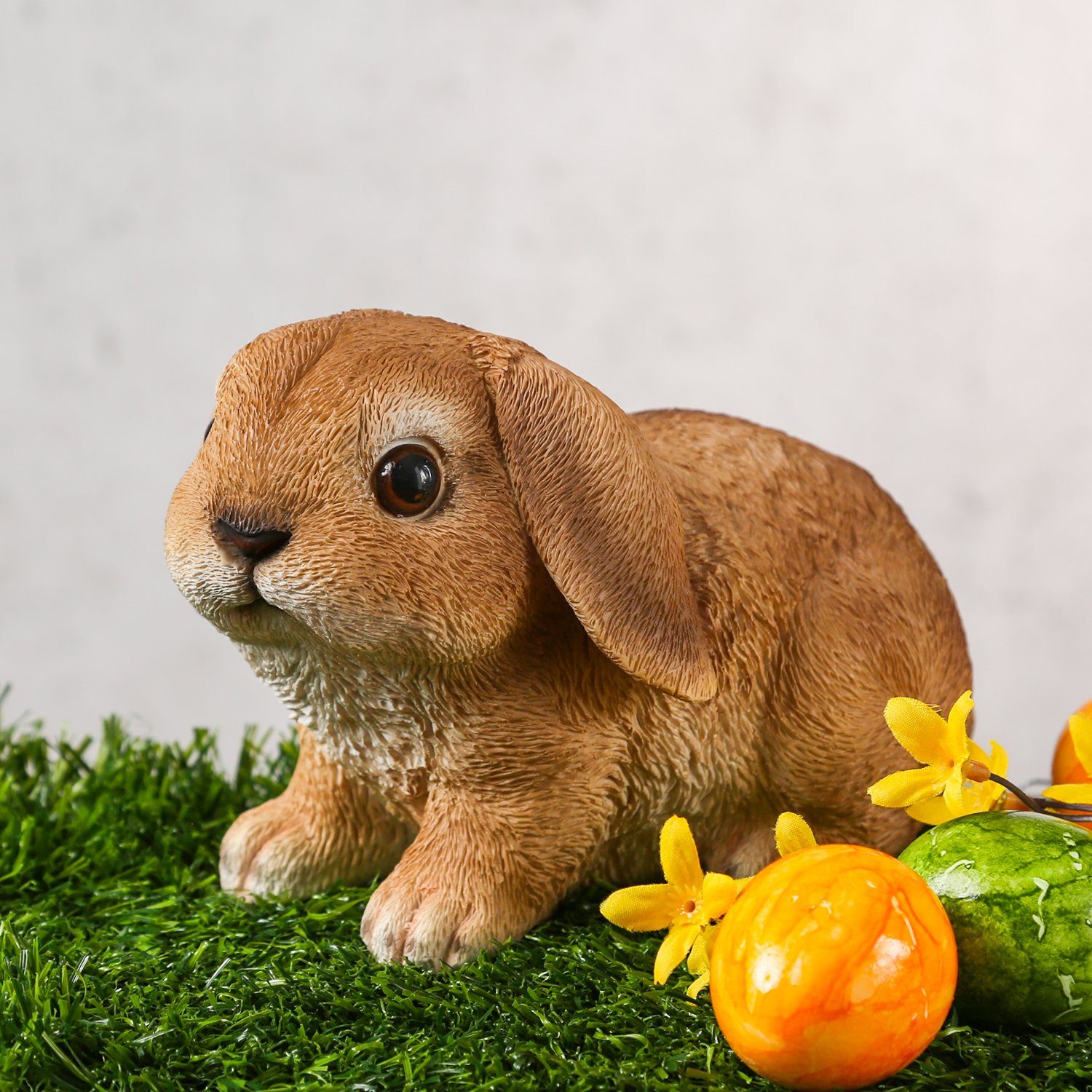 Ostern sitzend H: Polyresin Deko MARELIDA braun Dekofigur Hase Osterhase 13-14,5cm