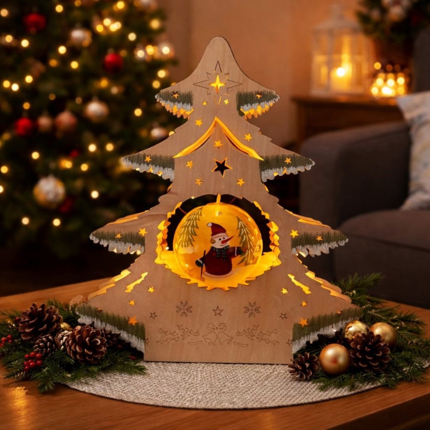 Weihnachtsfigur Tannenbaum mit LED-Beleuchtung & Timer - Weihnachtsdeko