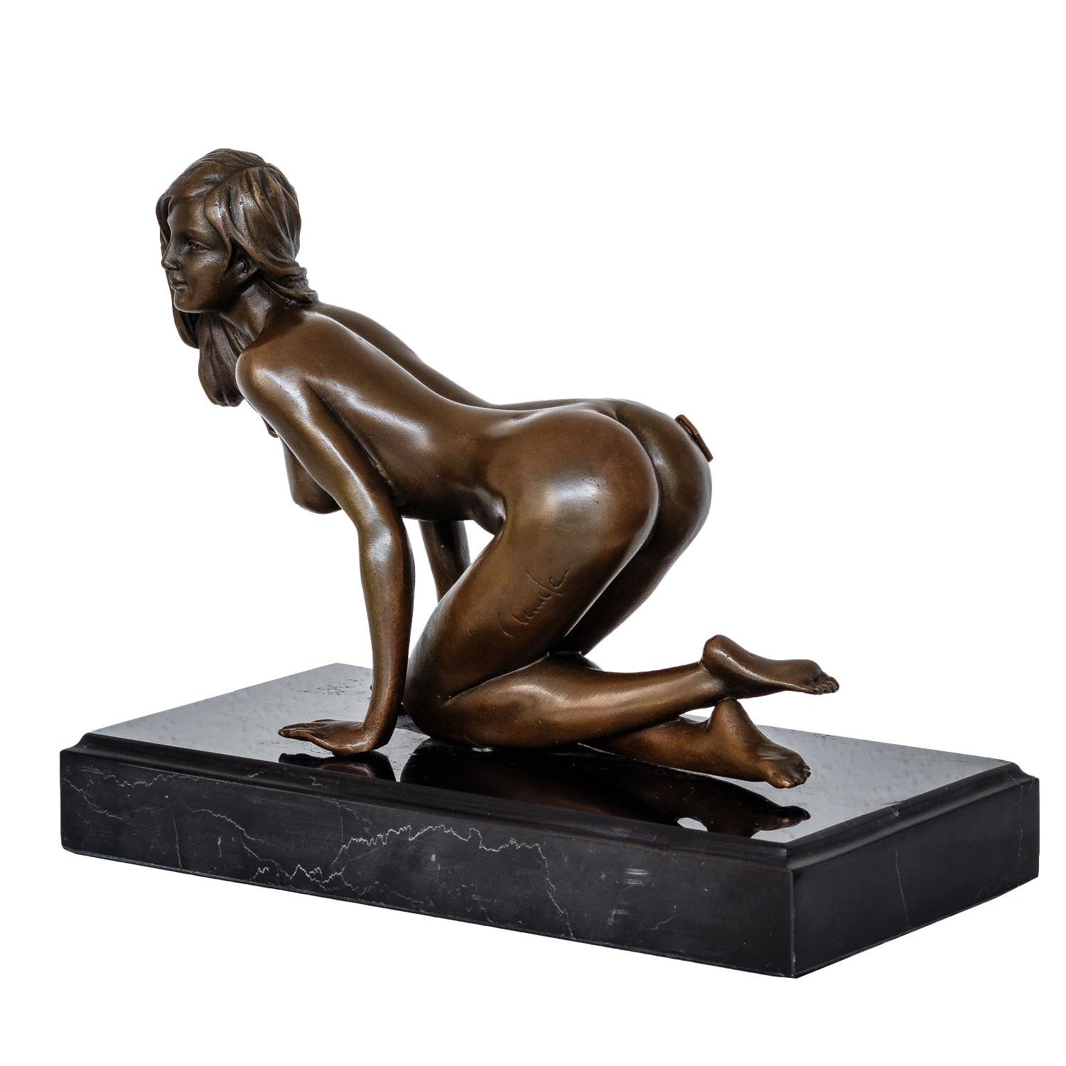 Aubaho Skulptur Frau Figur Kunst Erotik 21cm Bronzeskulptur im Bronze Antik-Stil