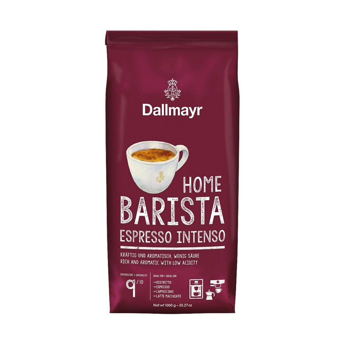 DALLMAYR Kaffee Home Barista Espresso Intenso, 1000 g, ganze Bohnen