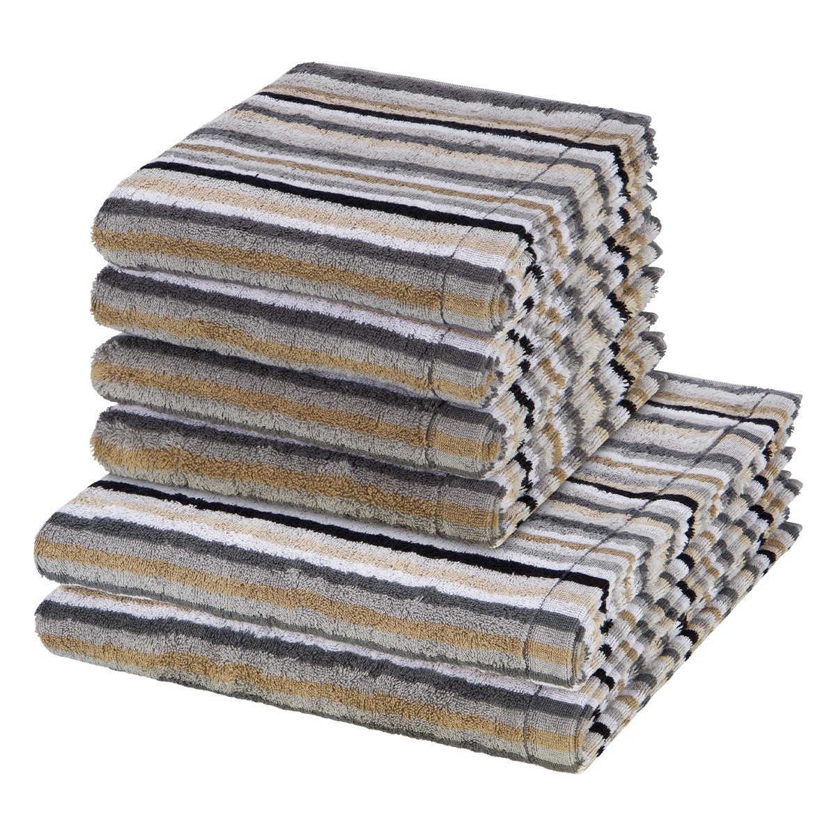 Cawö Handtuch Set Lifestyle, Walkfrottee (Spar-Set, 6-St), 4 X Handtuch 2 X Duschtuch im Set - Baumwolle - Saugstark