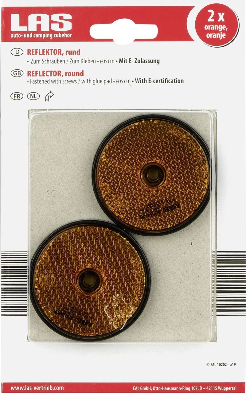 LAS Anhängerkupplung LAS Reflektor rund orange 2 Stück