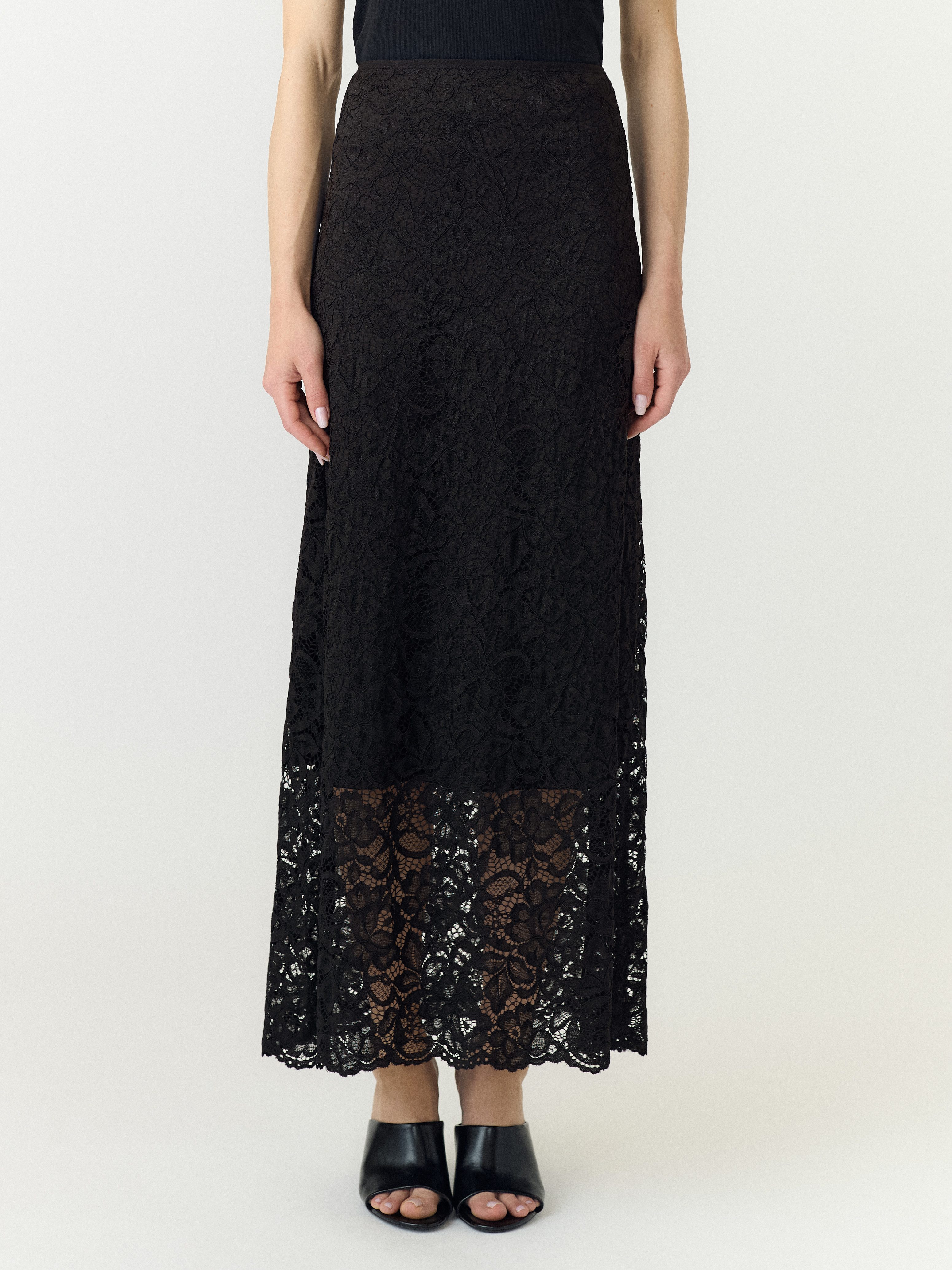 Y.A.S Maxirock YASLACEY HW LONG LACE SKIRT S. NOOS Materialmix, high waist