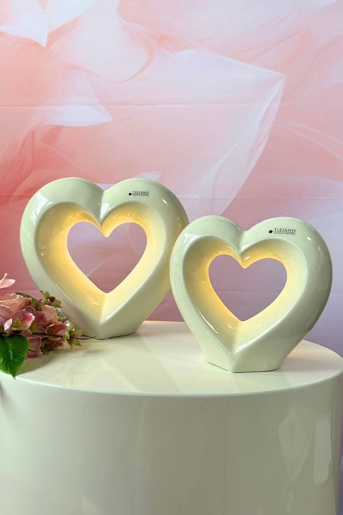 TIZIANO - DESIGN & EMOTIONS Dekofigur Dekoherz Cuora LED creme-weiß