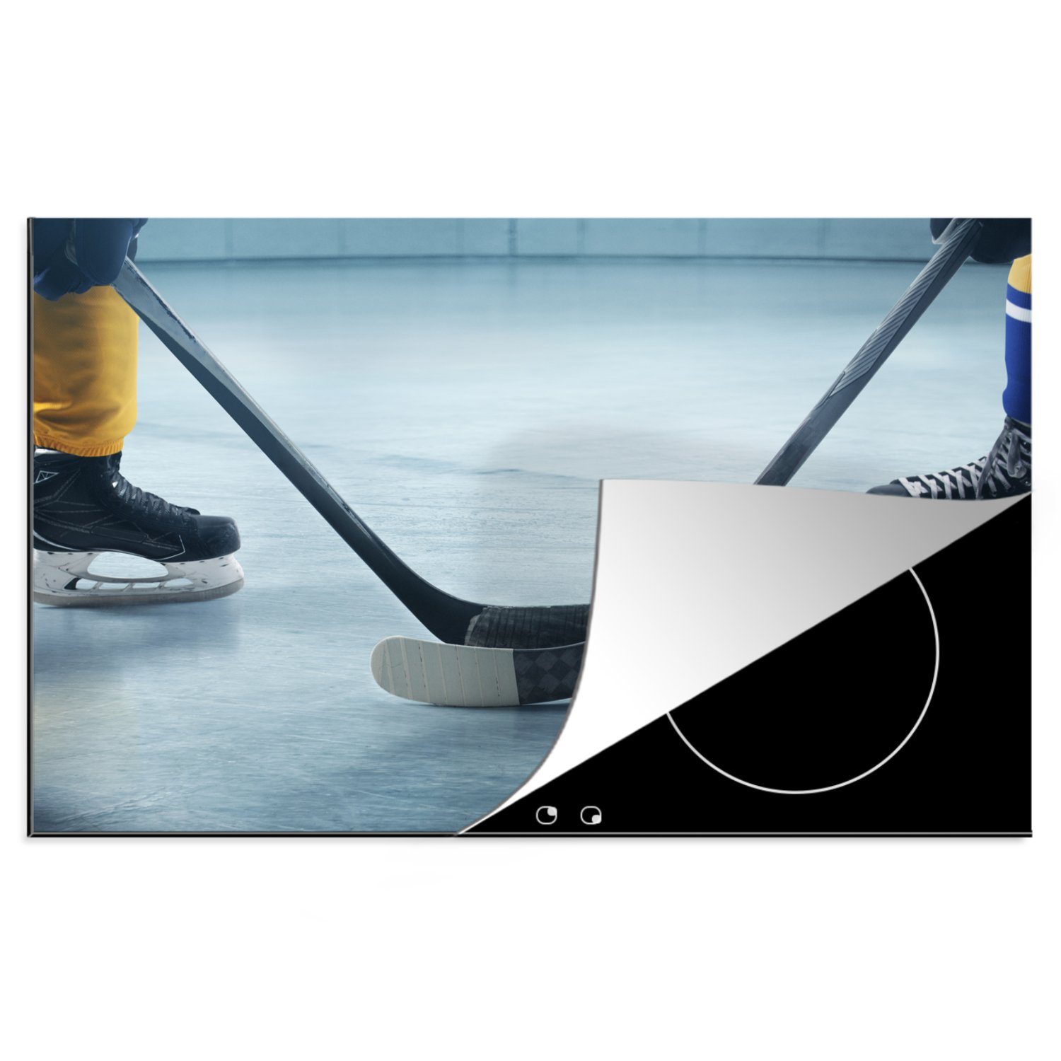 MuchoWow Herdblende-/Abdeckplatte Anpfiff im Eishockey, Vinyl, (1 tlg), 81x52 cm, Induktionskochfeld Schutz für die küche, Ceranfeldabdeckung
