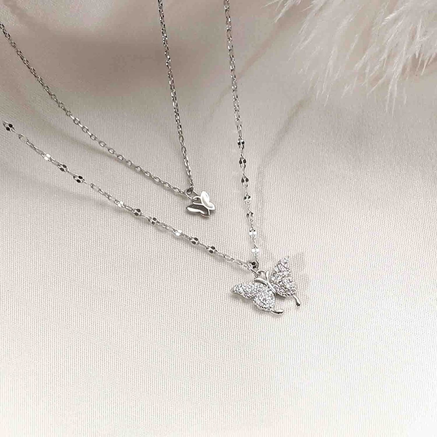 Anhänger Silber Anhänger Haiaveng Kristall Halskette mit Kette Halskette, Schmetterling Anhänger