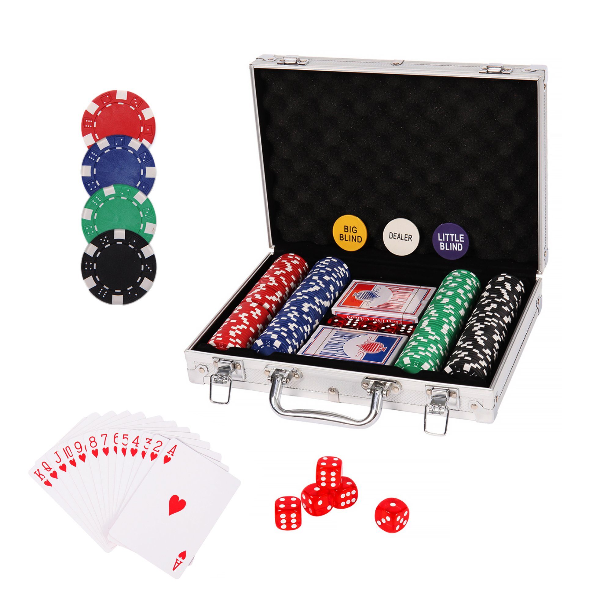 HomeGuru Spiel Pokerkoffer mit Laserchips, Pokerset, Aluminiumkoffer, Geschenk