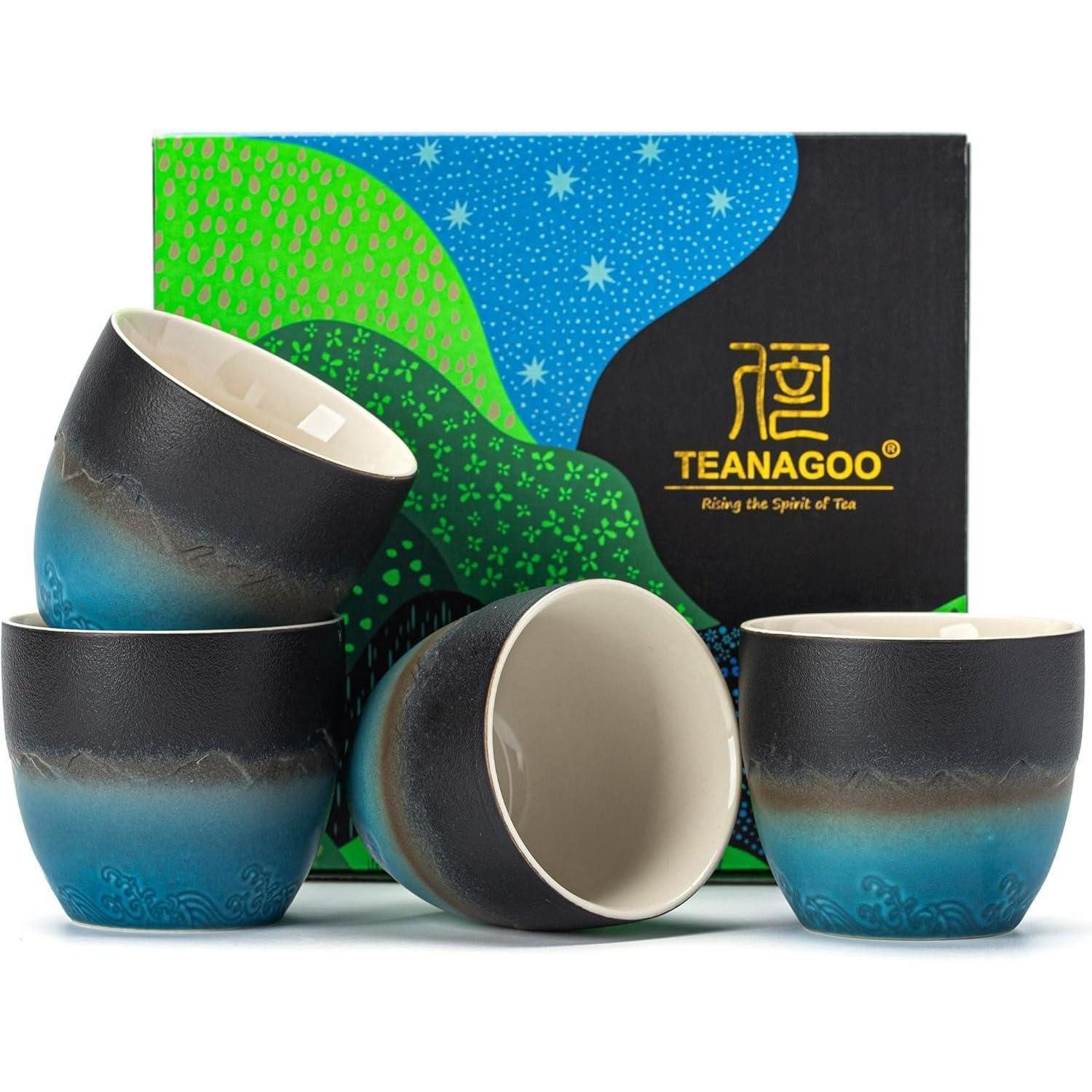 LuxusKollektion Tasse Teetasse Japanisch 180ml Blau Sfumato 4er 5,6 OZ 160ml x 4 Marineblau