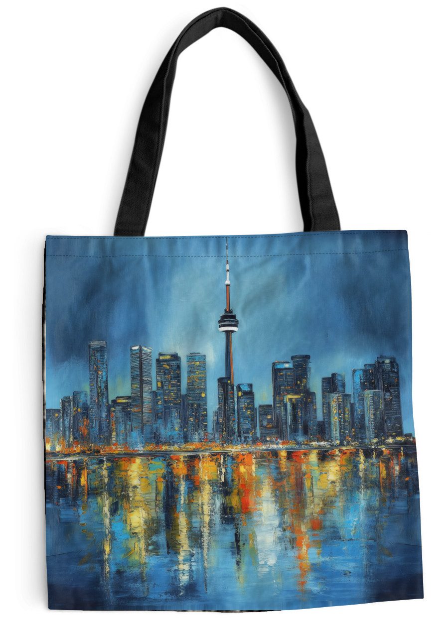 MuchoWow Shopper Skyline von Toronto - Wasser - Lichter der Stadt - Turm, Handtasche, Damen und Herren, Schultertasche, Umhängetasche, Tote Bag