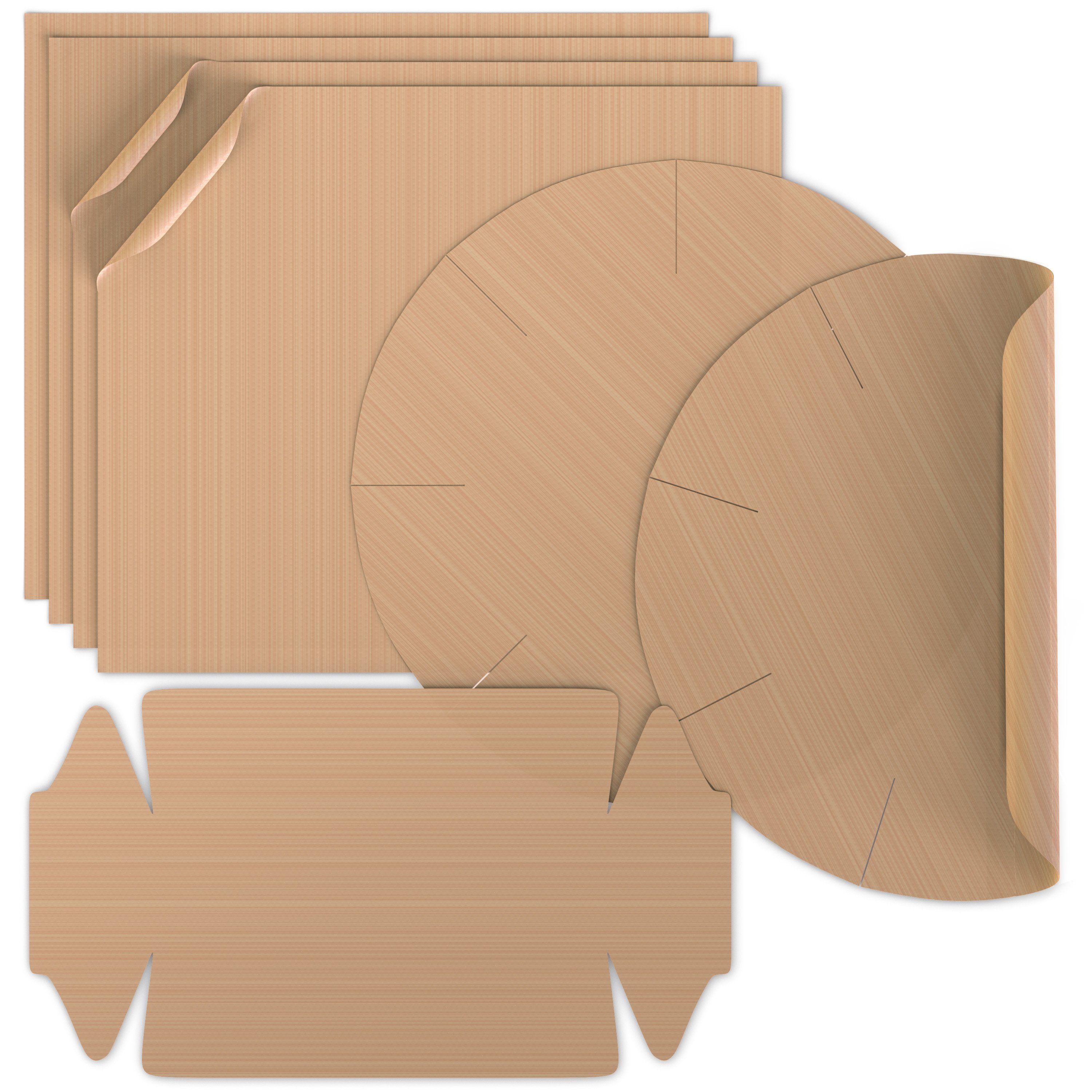 Arendo Backmatte, (7er Set), Dauerbackfolie, Backpapier 4x eckig, 2x Springform, 1x Kastenform