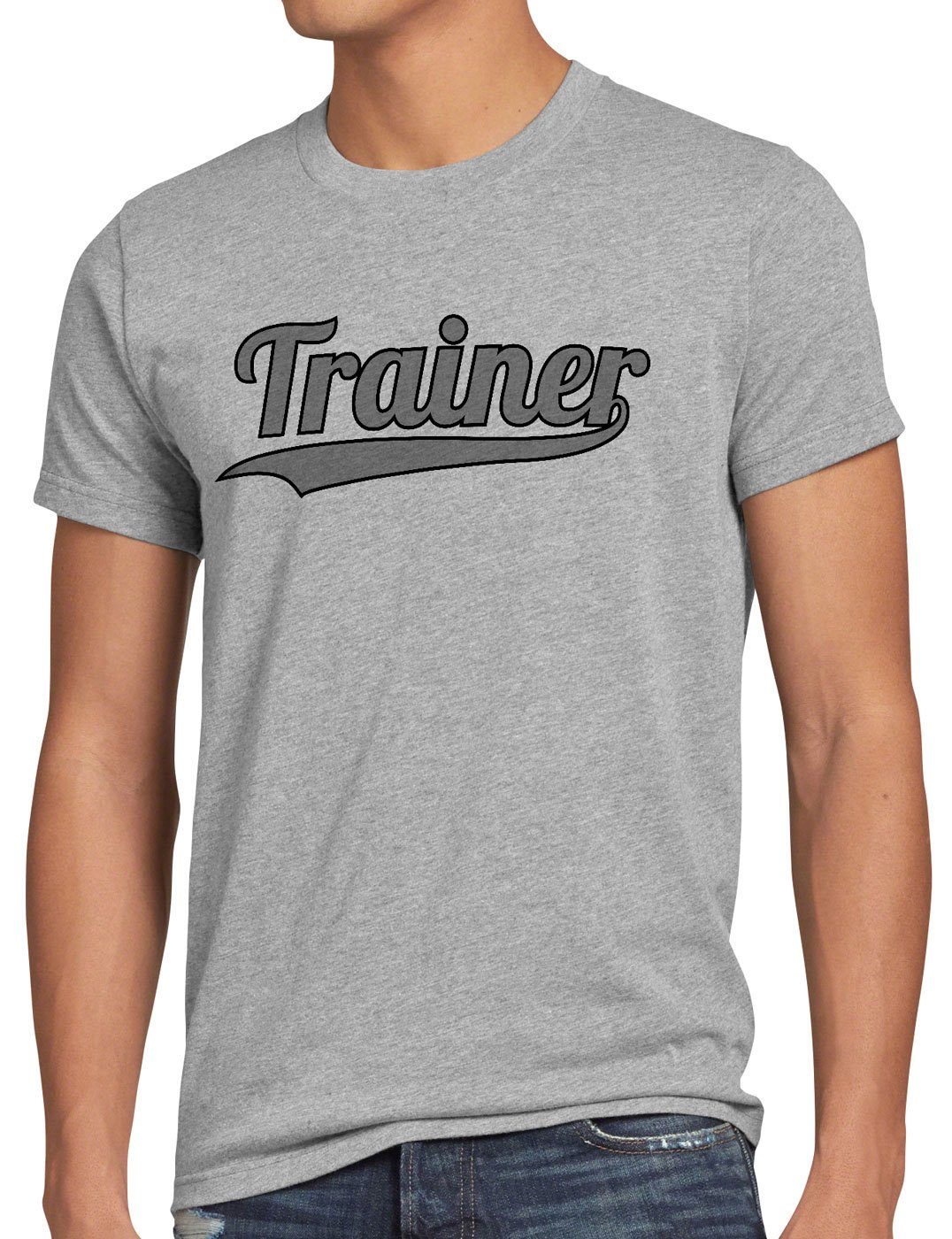 style3 Print-Shirt Herren T-Shirt Trainer Fun-shirt Coach Spruch-shirt Mannschaft Sport Fussball grau meliert