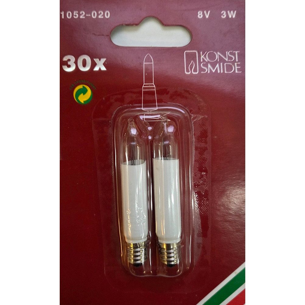 KONSTSMIDE Spezialleuchtmittel 1052-020 Ersatzbirnen Schaftkerze 2er Blister 8V 3W E10 Sockel