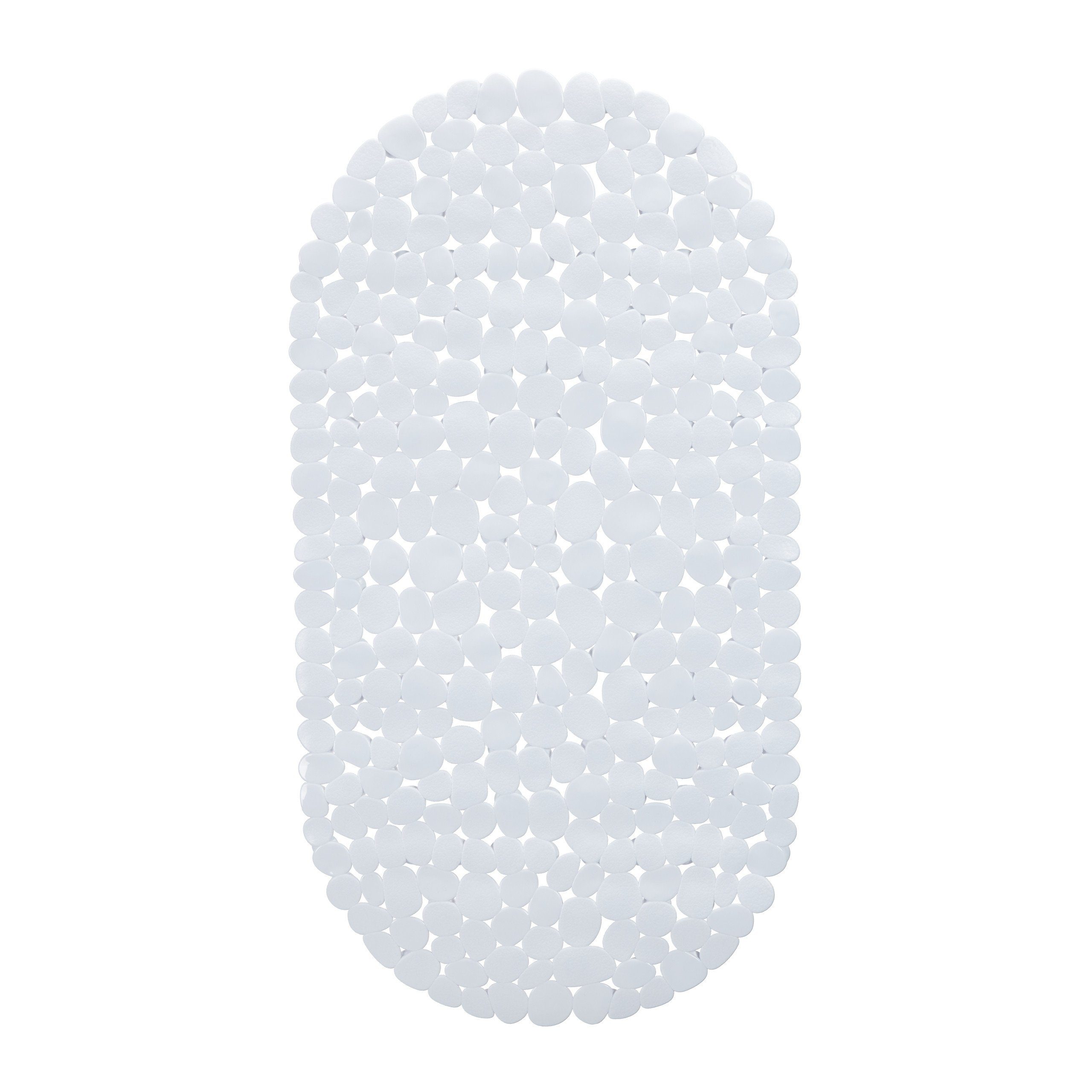 relaxdays Duschmatte Badewannenmatte Steinoptik, Höhe 5 mm, Material: 100 % PVC (Kunststoff), Rutschfeste Saugnäpfe für sicheren Halt am Wannenboden, Ovale Form passend für verschiedene Badewannen, Wasserablauf durch kleine Zwischenräume, Waschbar in der