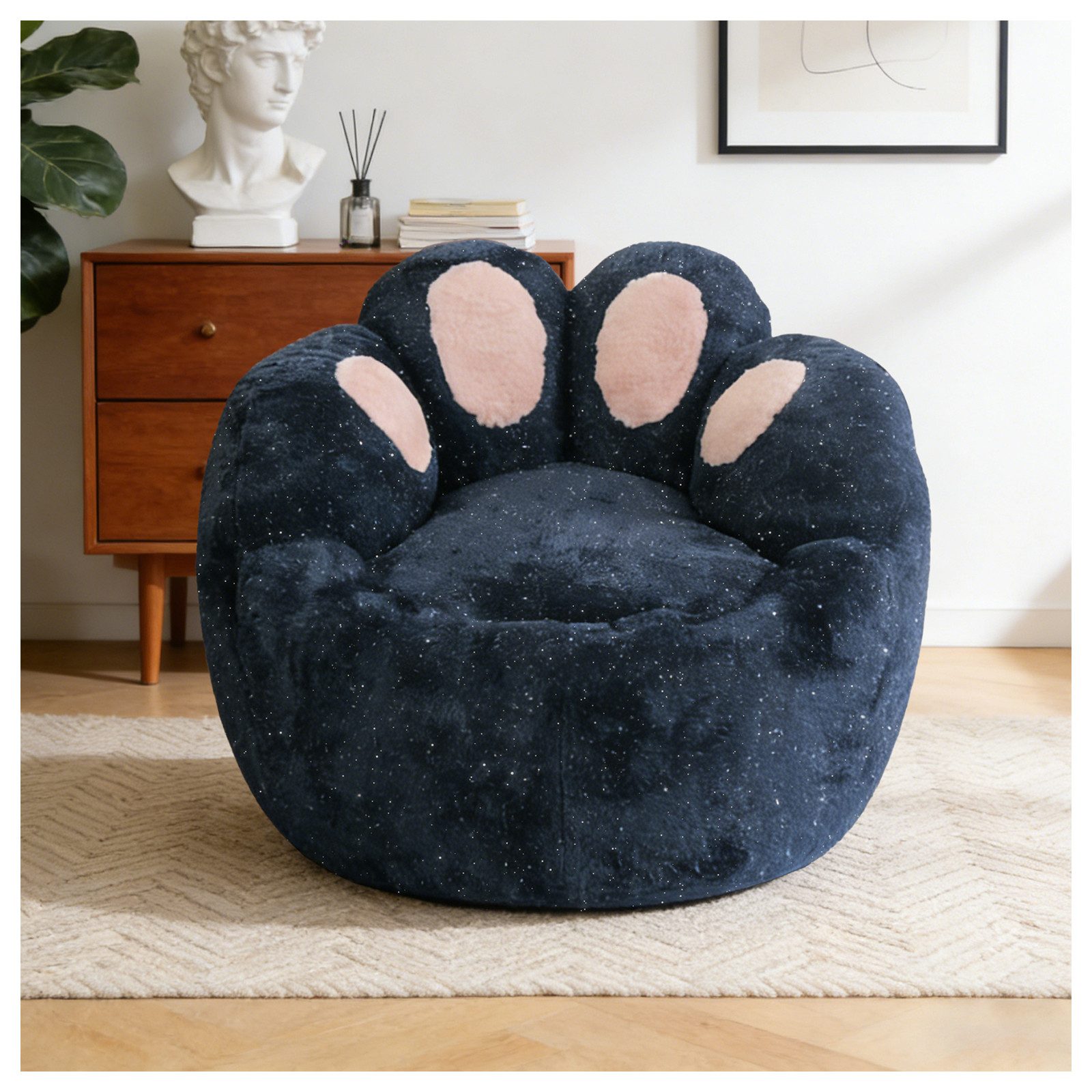 VUZINIC Sitzsack Süßer Katzenpfoten‑Sitzsack, glitzerndes Plüsch‑Bodensofa (1 St), rutschfest, montagefrei für Schlaf‑, Wohnzimmer & Studentenwohnheim – Bild 4 von 5