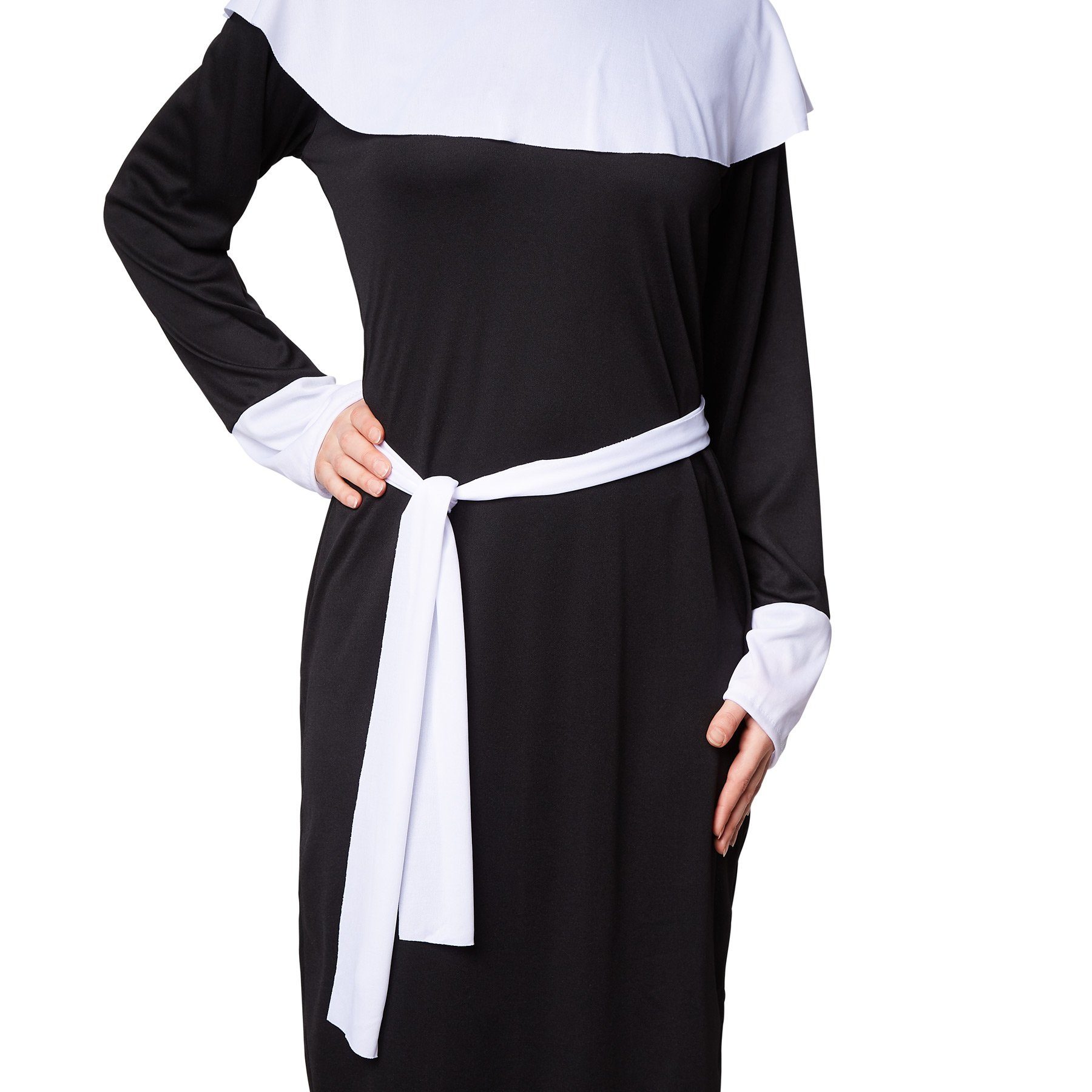 dressforfun Kostüm Frauenkostüm Nonne, Himmlisches, schwarzes und langes Kleid