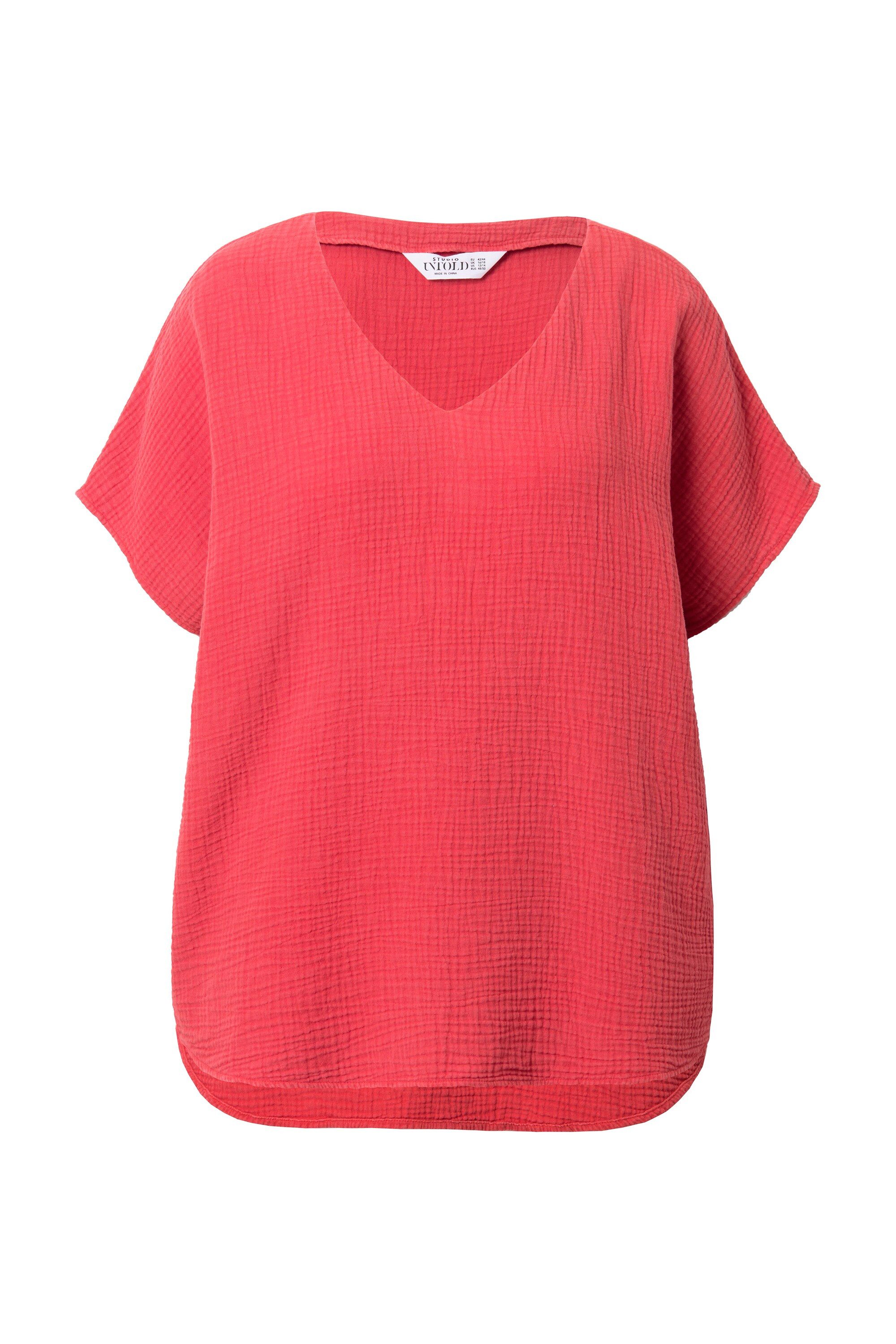 Studio Untold Druckbluse Blusenshirt oversized Musselin V-Ausschnitt günstig online kaufen