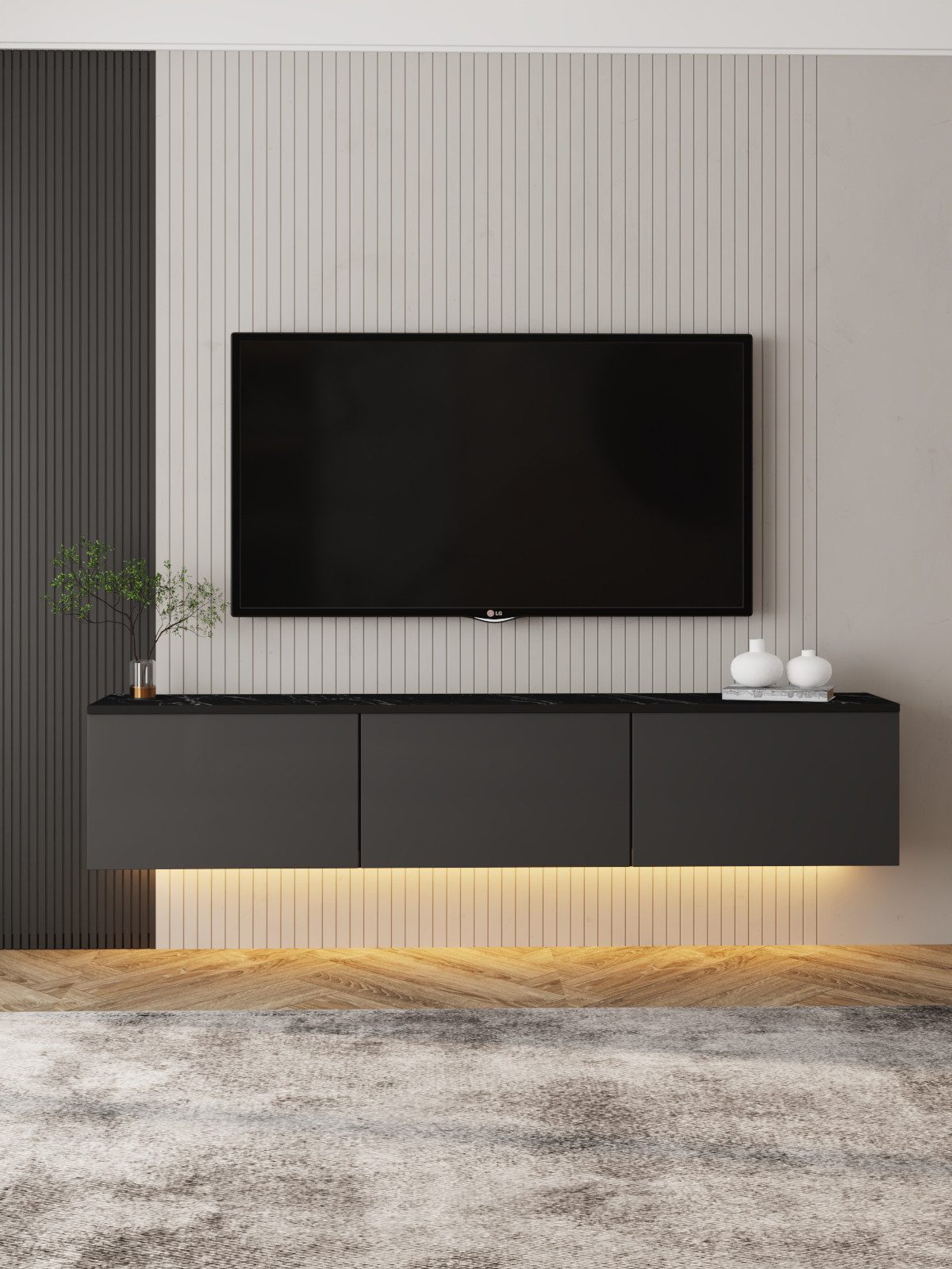 DEMA Home TV-Schrank Neon TV-Möbel hängend, incl. Beleuchtung Breite/Höhe/Tiefe: 160/35/32 cm