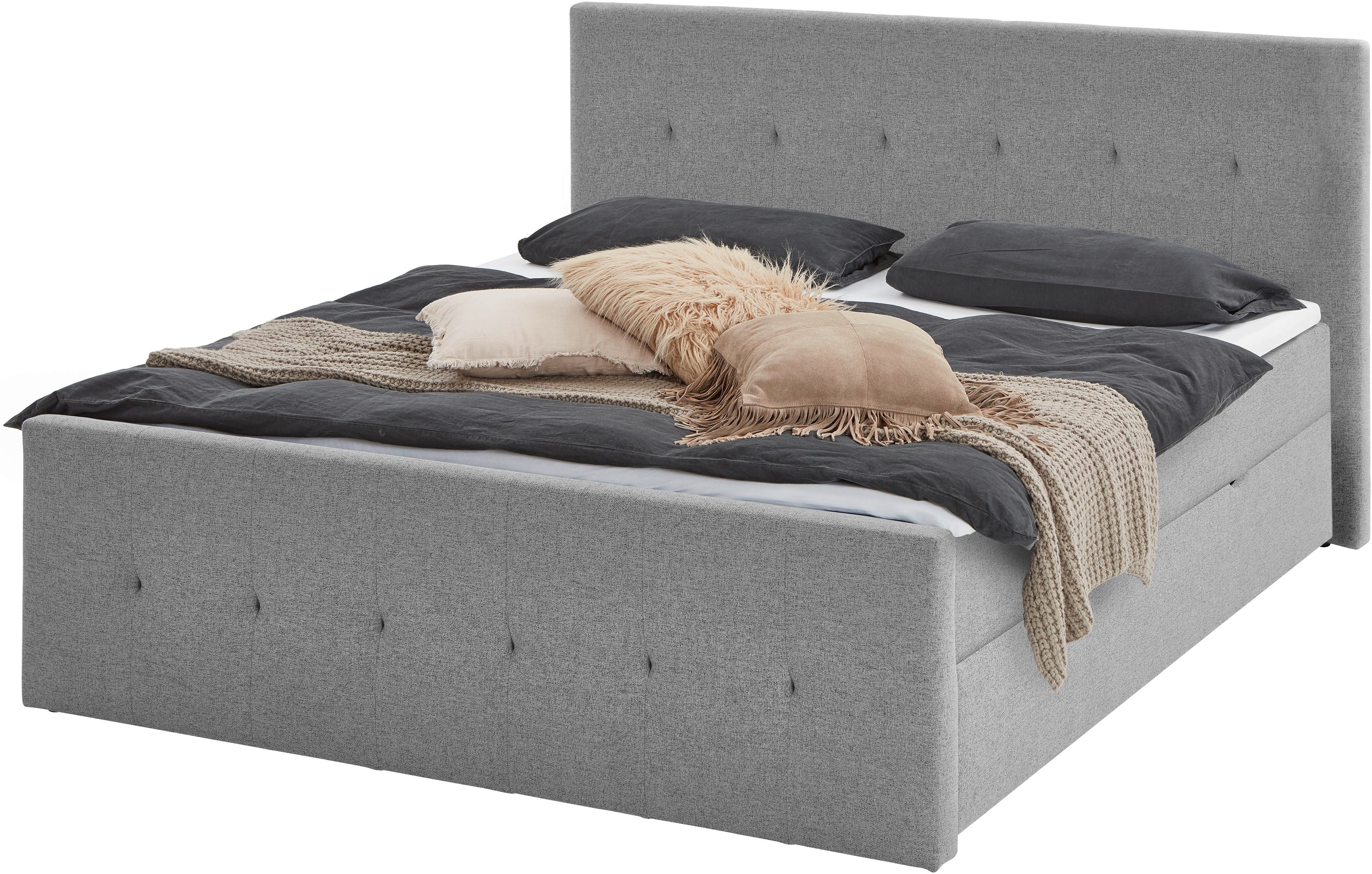Home affaire Boxbett Tessaja, inkl. Bettkasten, in der Breite 180x200cm erhältlich, Kopf- und Fußteil gesteppt, inkl. Anti-Slip-Topper