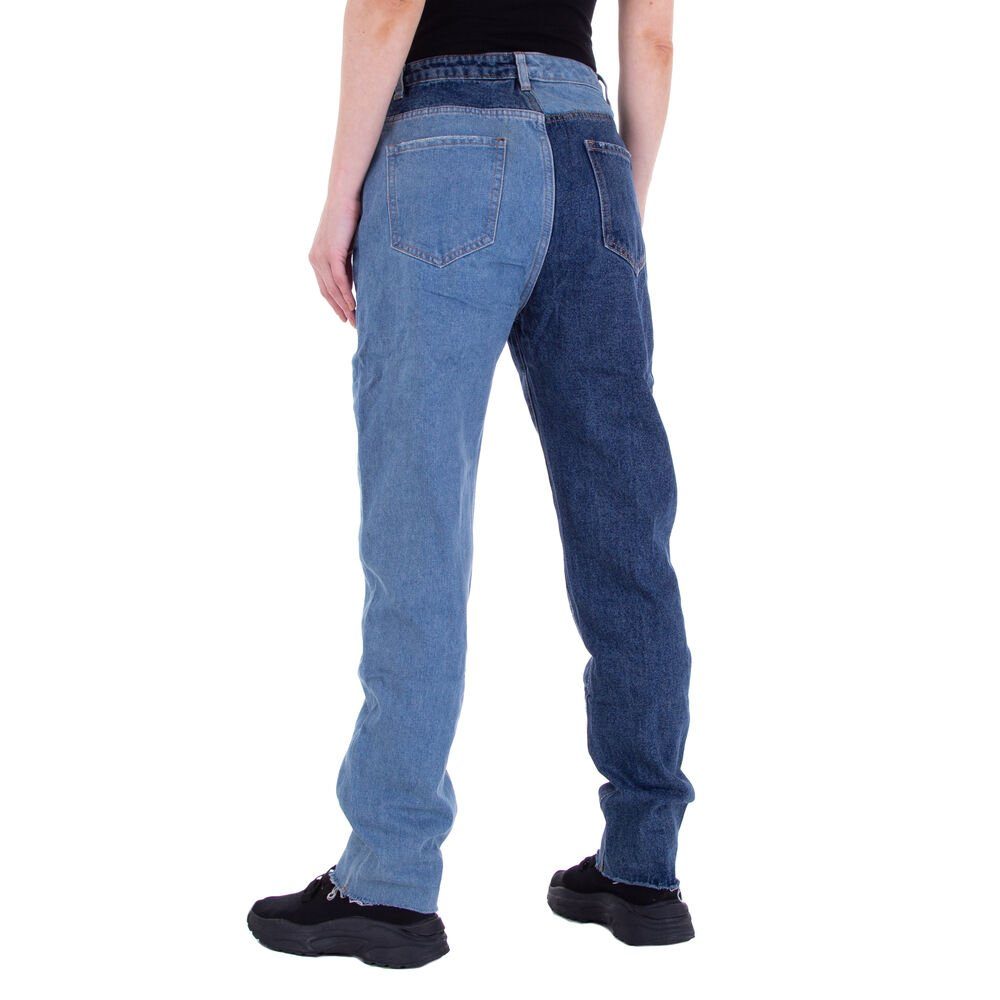 Leg Blau Straight Damen Jeans Jeansstoff Ital-Design in Straight-Jeans Freizeit