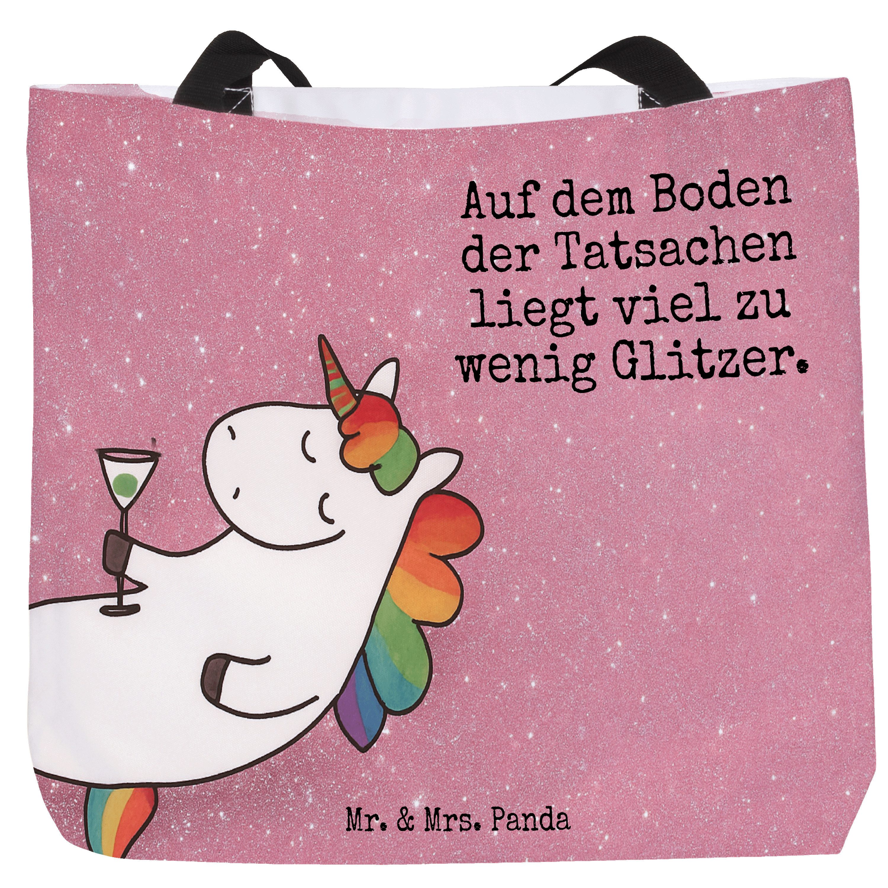 Mr. & Mrs. Panda Shopper Einhorn Cocktail Design, Strandtasche, Weiß, Freundin, Geburtstag, Ca (Packung), Rum XL Tasche Freizeittasche