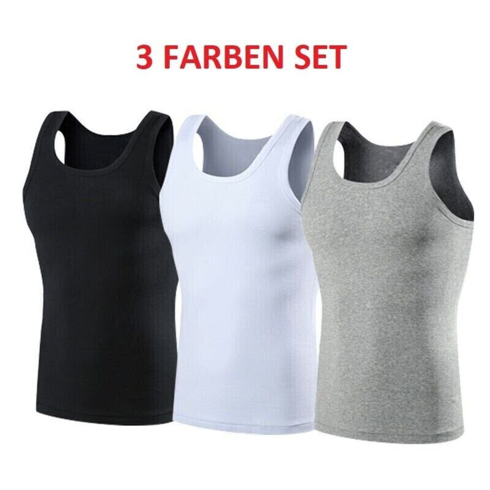 Selef Creation Unterhemd 3 FARBEN SET PREMIUM Herren Unterhemd Tank-Top Sport 100% Baumwolle (6-St)