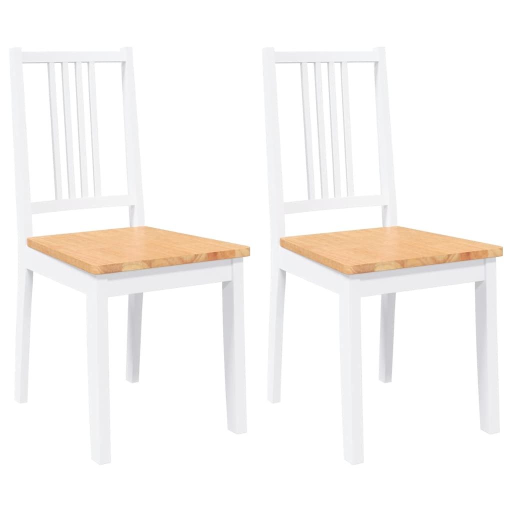 vidaXL Esszimmerstuhl Esszimmerstühle 2 Stk. Weiß Massivholz Gummibaum (2 S günstig online kaufen