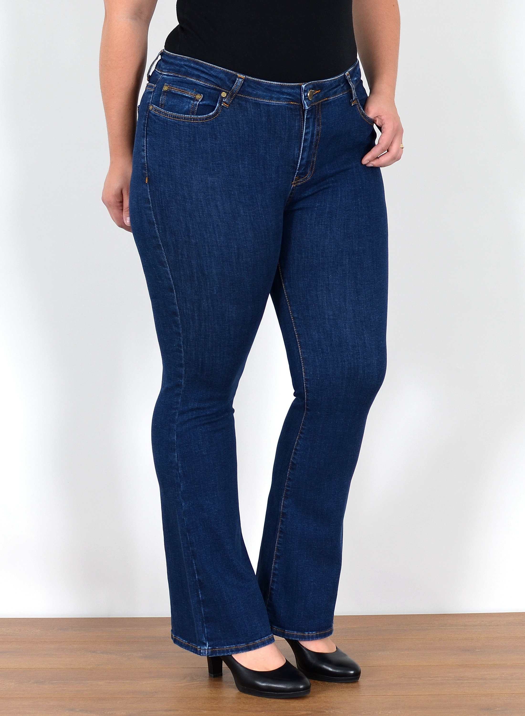 ESRA Bootcut-Jeans Bootcut Jeans Damen High Waist Schlaghose Damen Jeans Fl günstig online kaufen