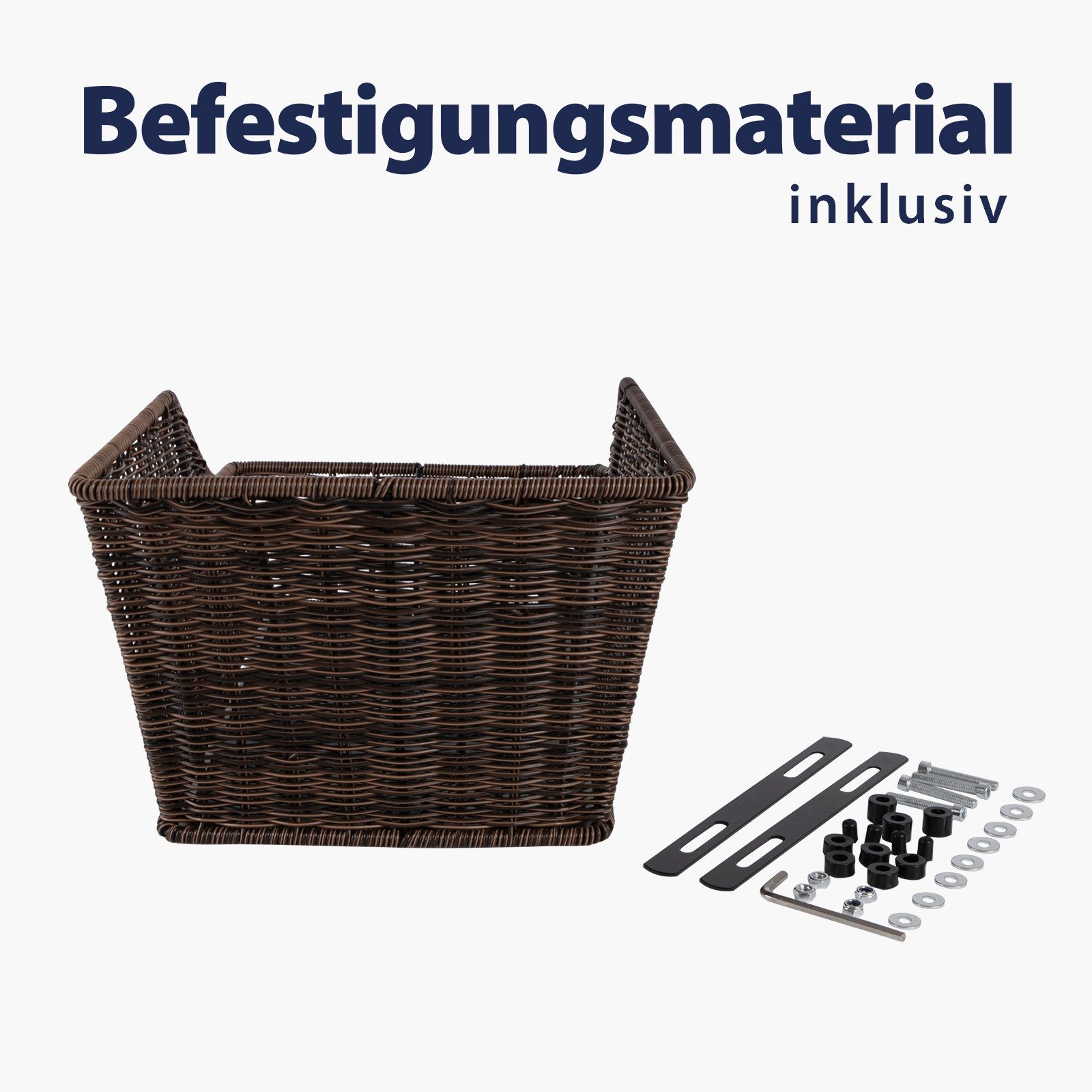 laio Fahrradkorb hinten aus hochwertigem Polyrattan inkl. Befestigungsmaterial
