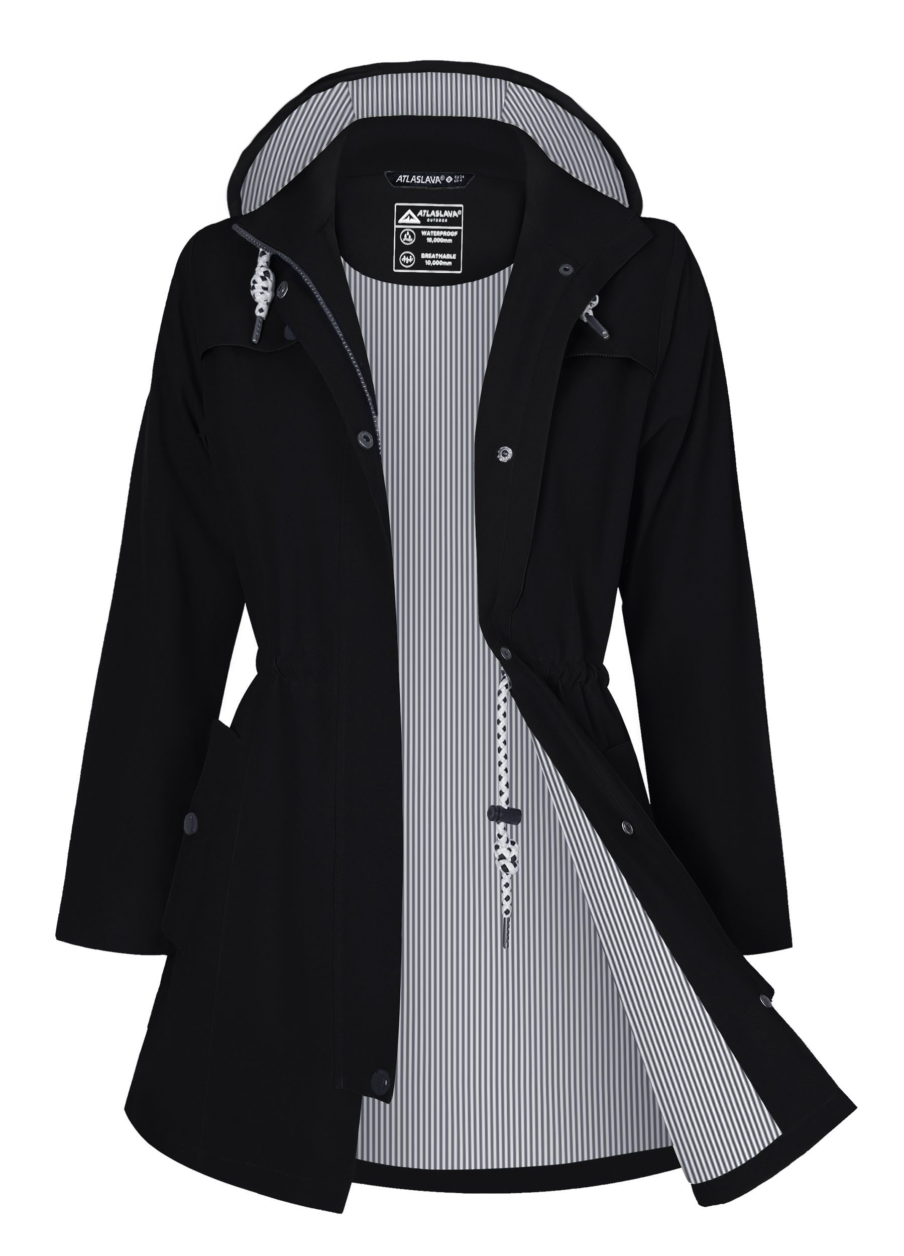 ATLASLAVA Regenjacke Damen Lang – Wasserdicht & Atmungsaktiv mit Kapuze (1- günstig online kaufen