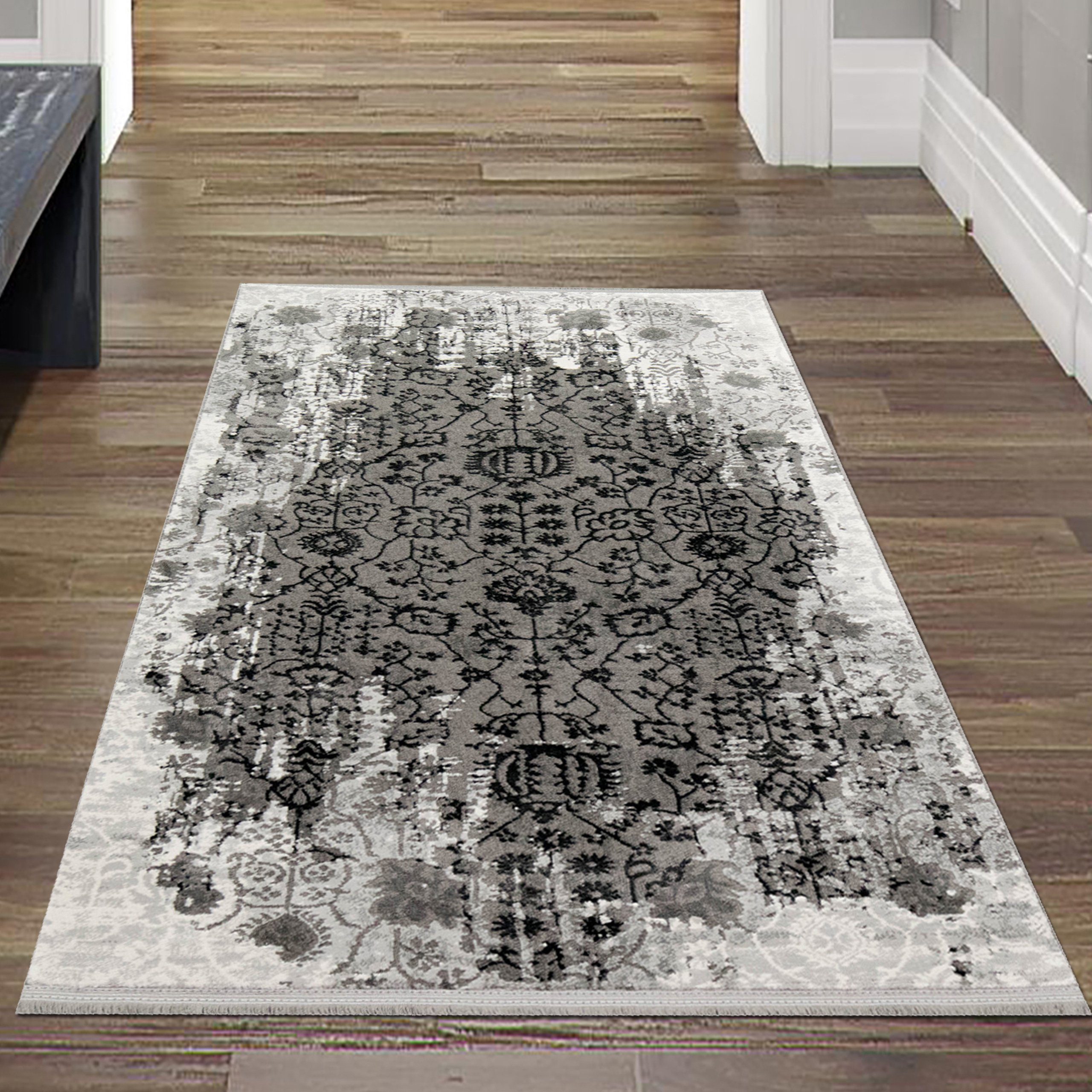 Teppich Teppich Vintage Wohnzimmerteppich Orient Designerteppich Ornamente  in grau, Teppich-Traum, rechteckig, Höhe: 13 mm