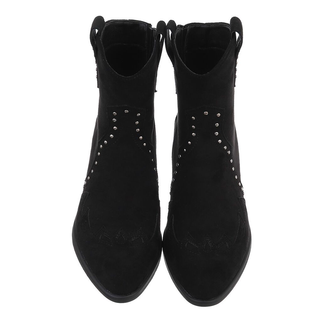 Ital-Design Damen Cowboyboots Western Westernstiefelette (88812578) Blockabsatz Stiefeletten in Schwarz – Bild 4 von 5