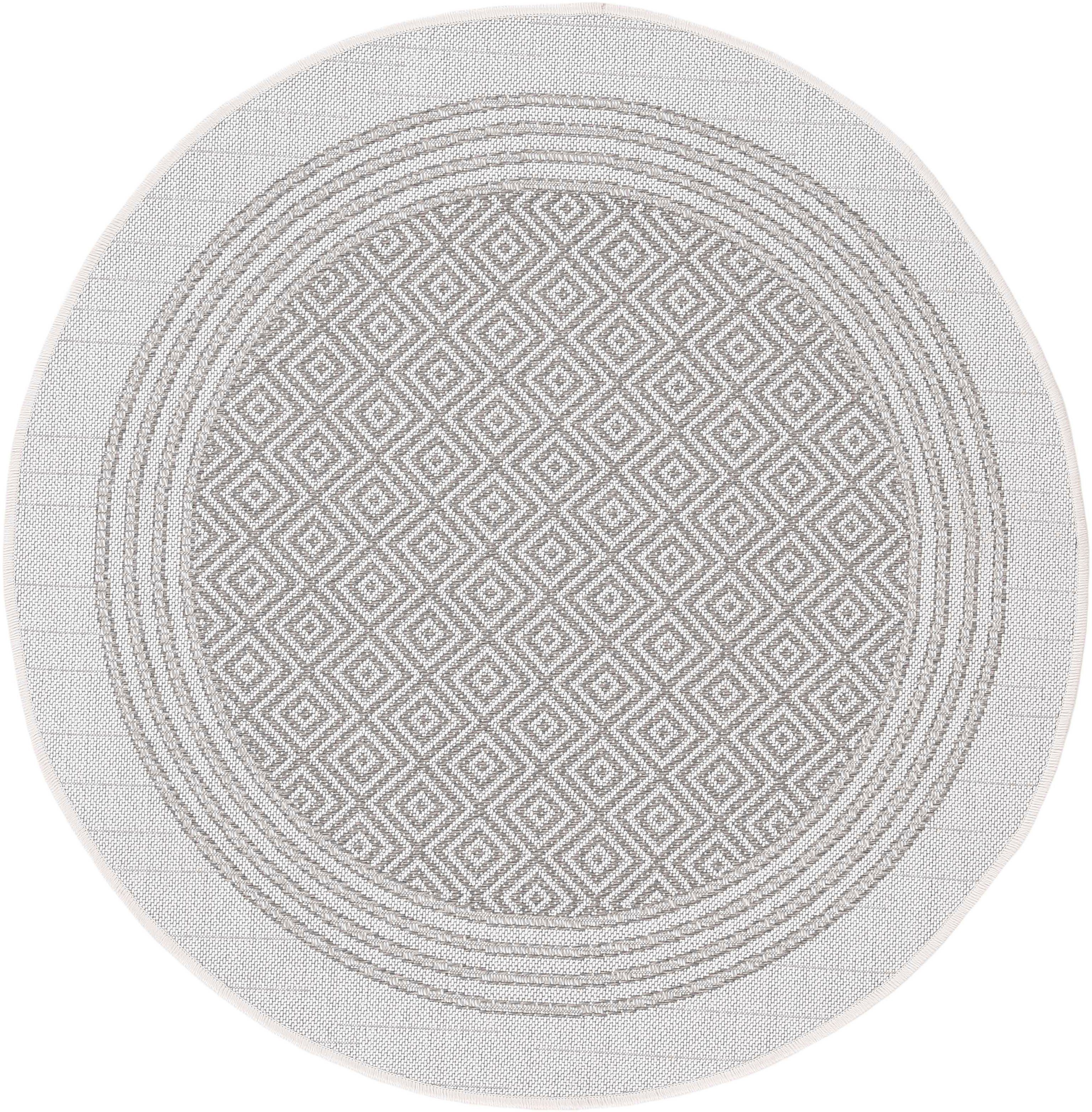 carpetfine Teppich Boho 103, rund, Höhe: 4 mm, robustes Flachgewebe, Sisal Optik, UV-beständig, Außenbereich